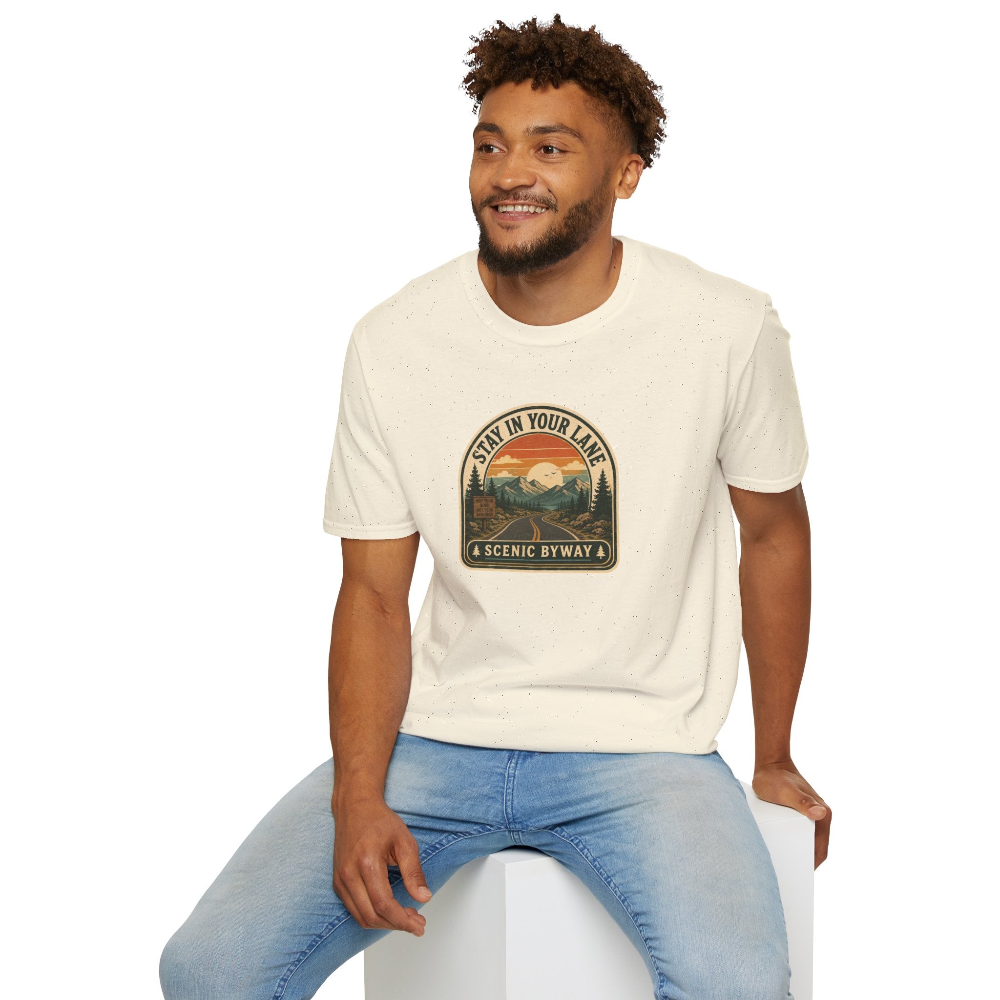 Stay in Your Lane Scenic Byway Unisex T-Shirt | Retro Road Trip Graphic Tee
