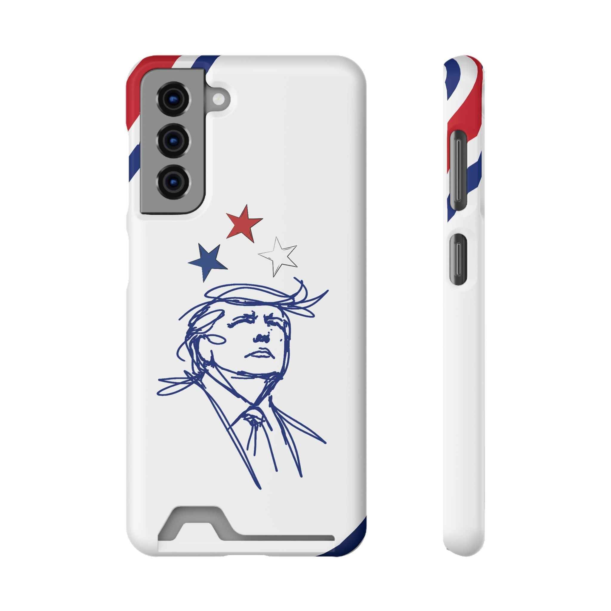 Swoop Guy Samsung Galaxy Case – Minimal Line Portrait Patriotic Design, Slim Protective Case with Card Slot