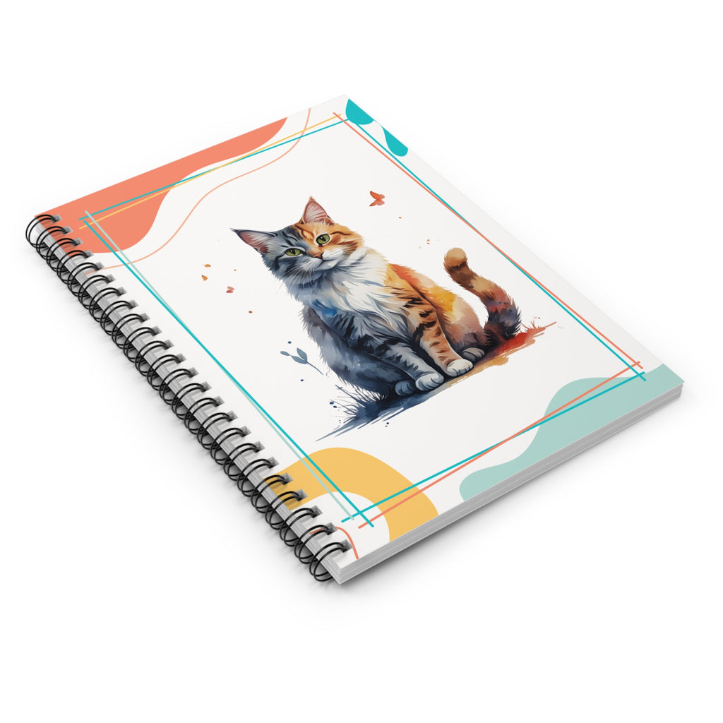 Watercolor Cat Spiral Notebook for Students or Cat Lovers