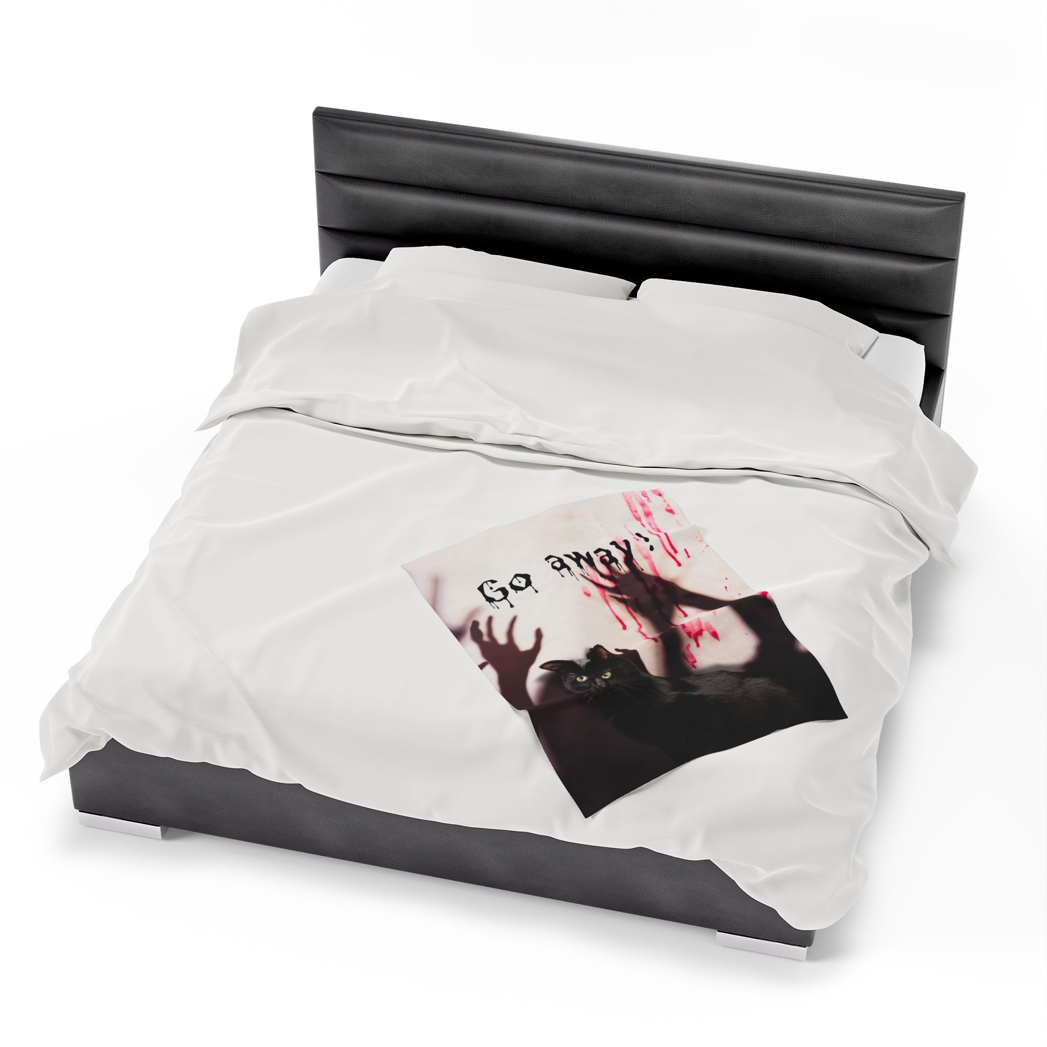 Photo depicting the ​Go Away Velveteen Plush Blanket from EpiAl's Shop.