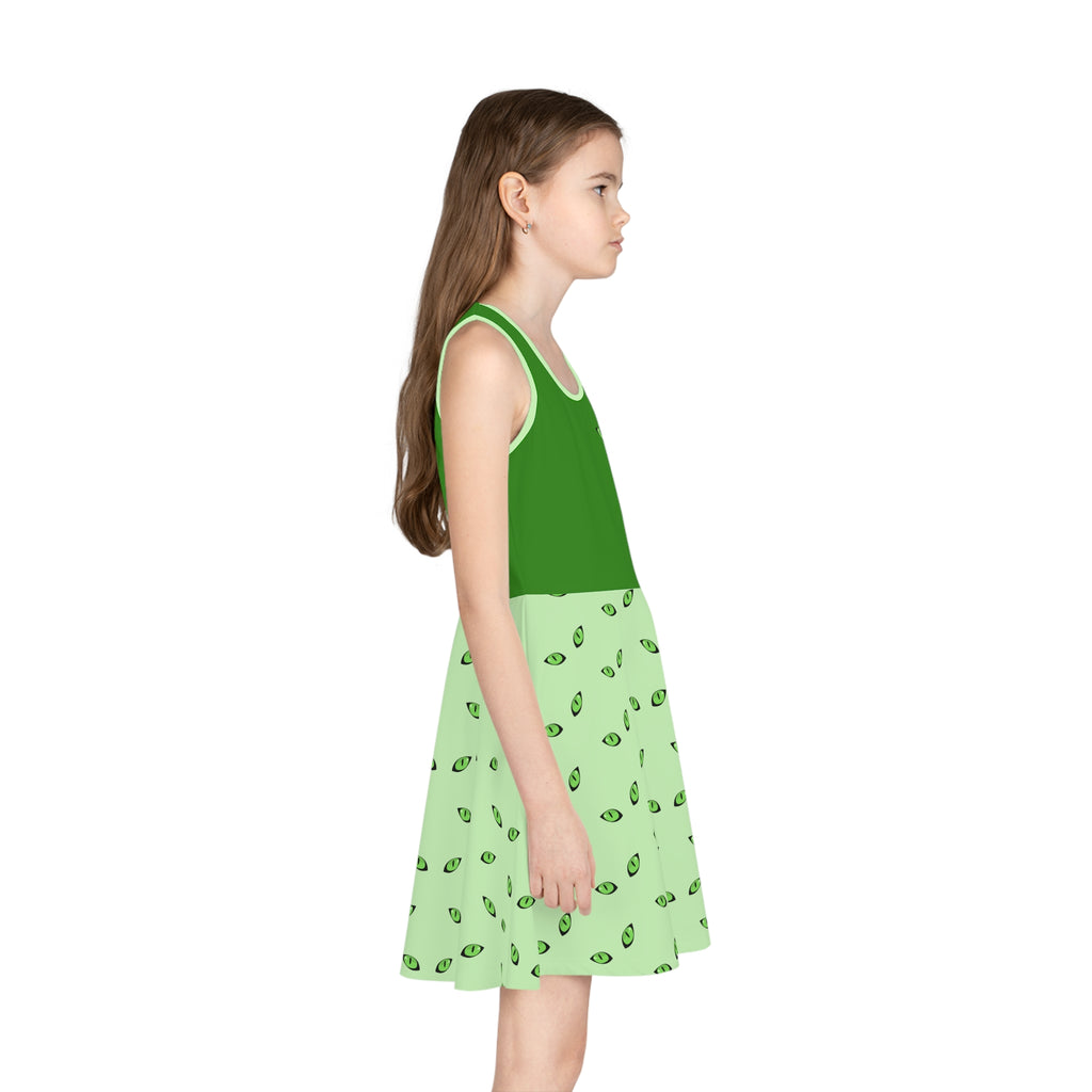Cat Eyes Twirl Dress for Girls – Whimsical Sleeveless A-Line Summer Dress