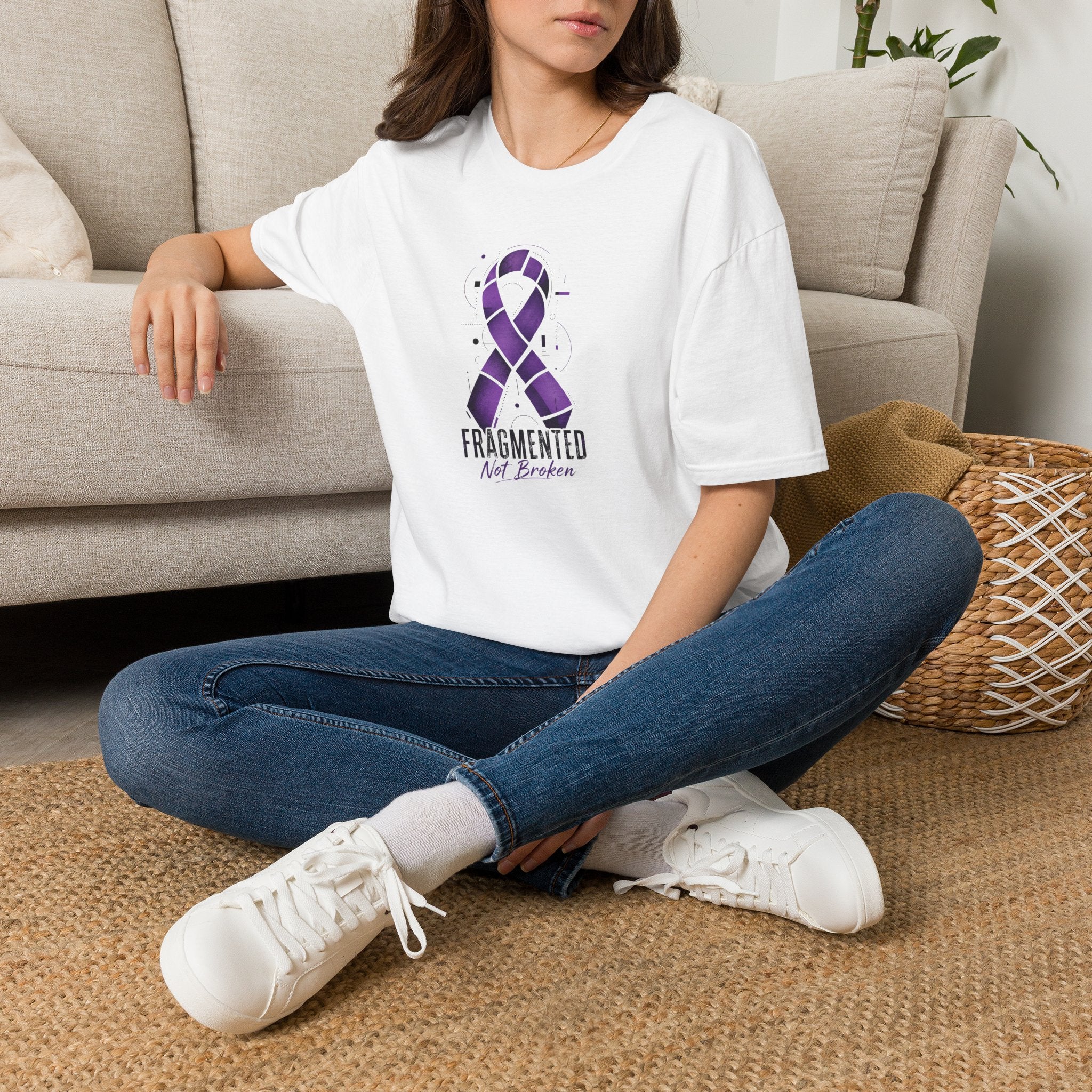 Fragmented, Not Broken Epilepsy Awareness T-Shirt | Purple Ribbon Unisex Graphic Tee