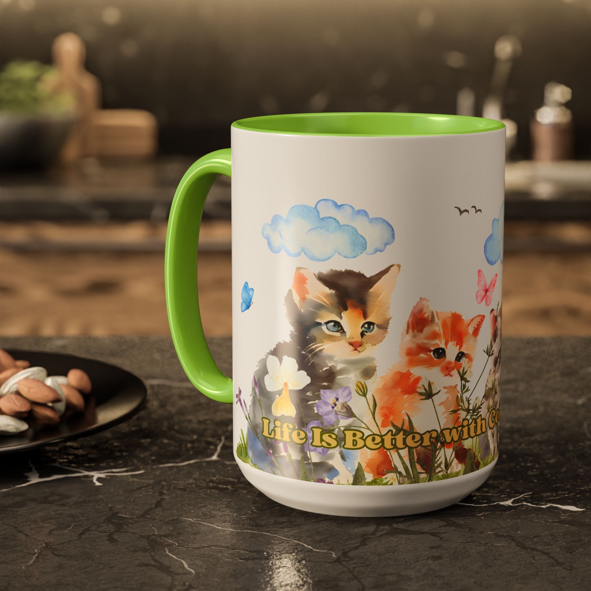 Life Is Better with Coffee and Cats Ceramic Mug