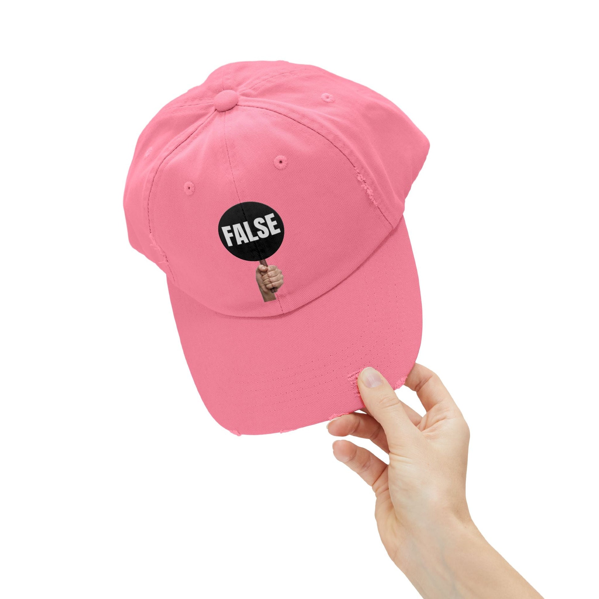False Sign Unisex Distressed Cap Printify