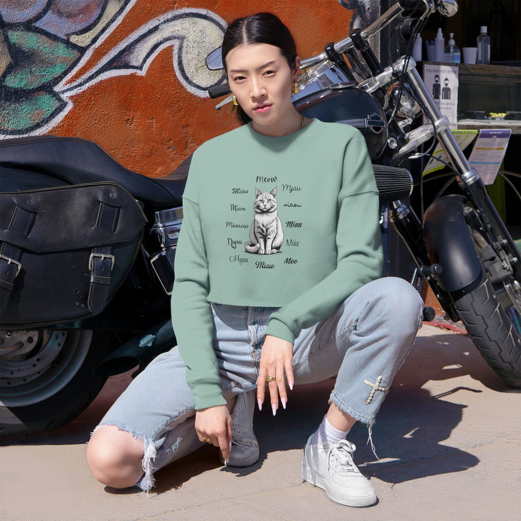 Worldly Cat Lover's Cropped Sweatshirt