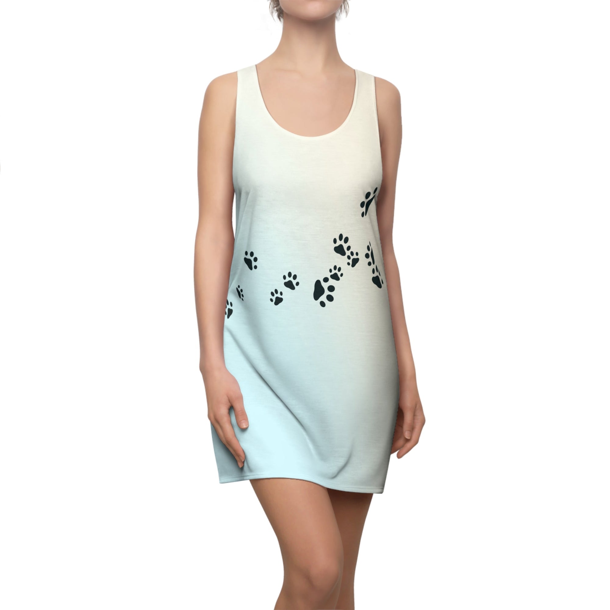 Women's Racerback Dress with Paw Print Design - Casual & Fun Pet Lovers' Apparel Printify