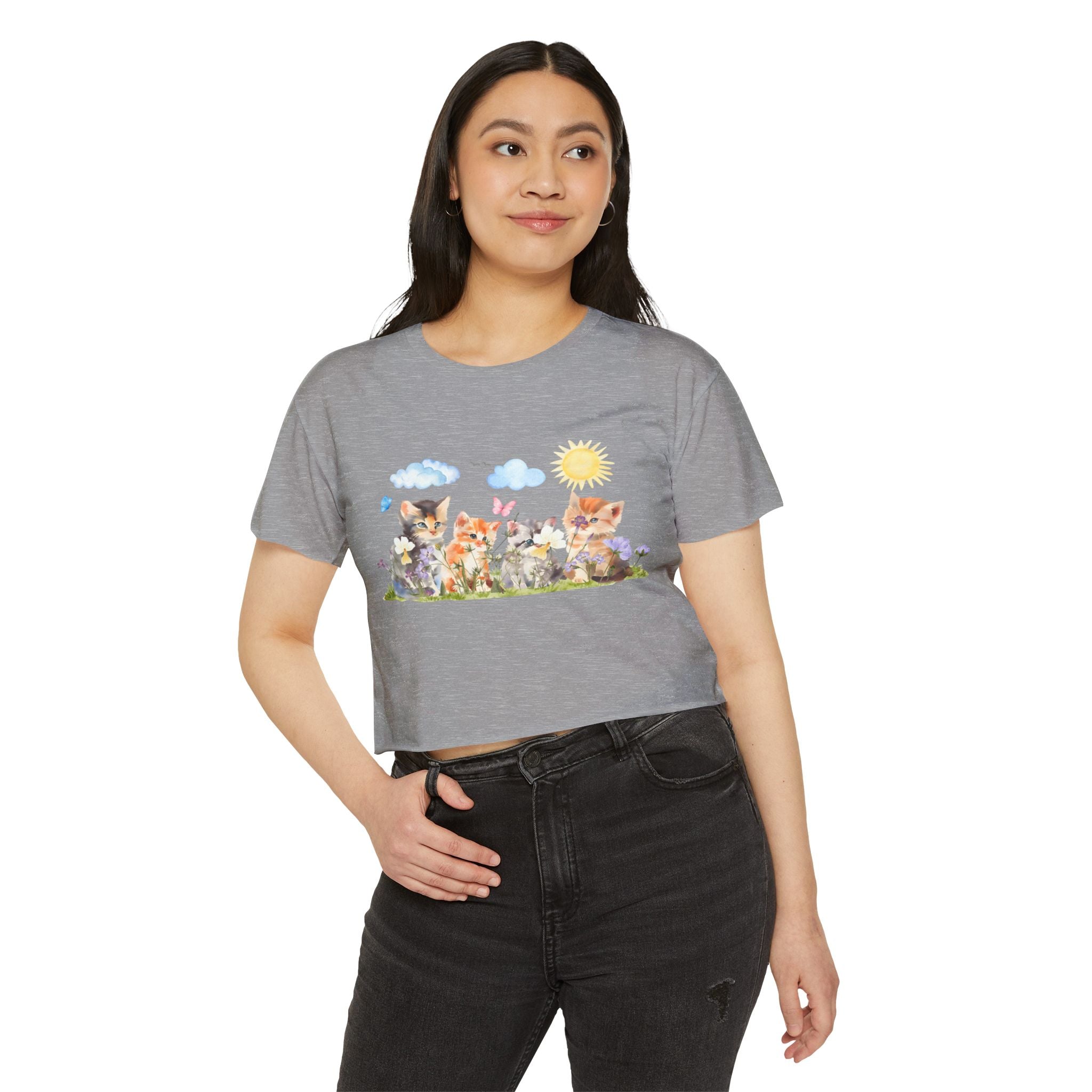 Whiskers in Bloom Watercolor Crop Top