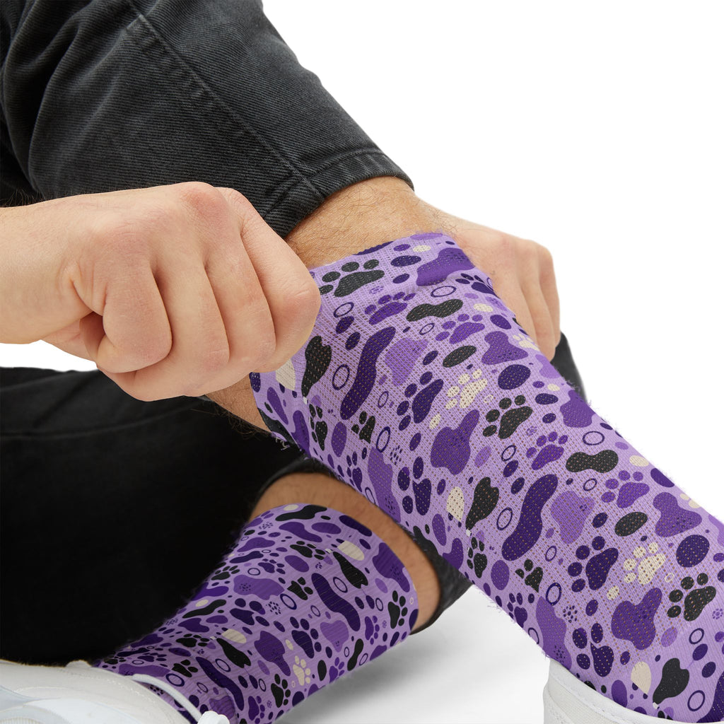 Purple Paws Cat Lover Crew Socks for Cat Ladies