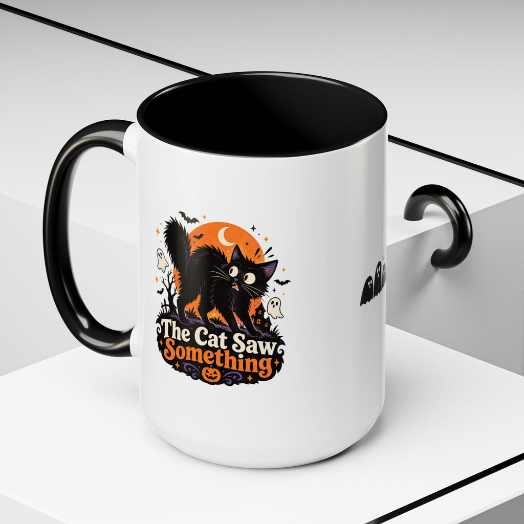 The Cat Saw Something Halloween Black Cat Accent Mug