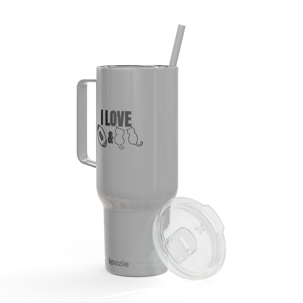 Love Football & Cats Engraved Insulated Travel Tumbler
