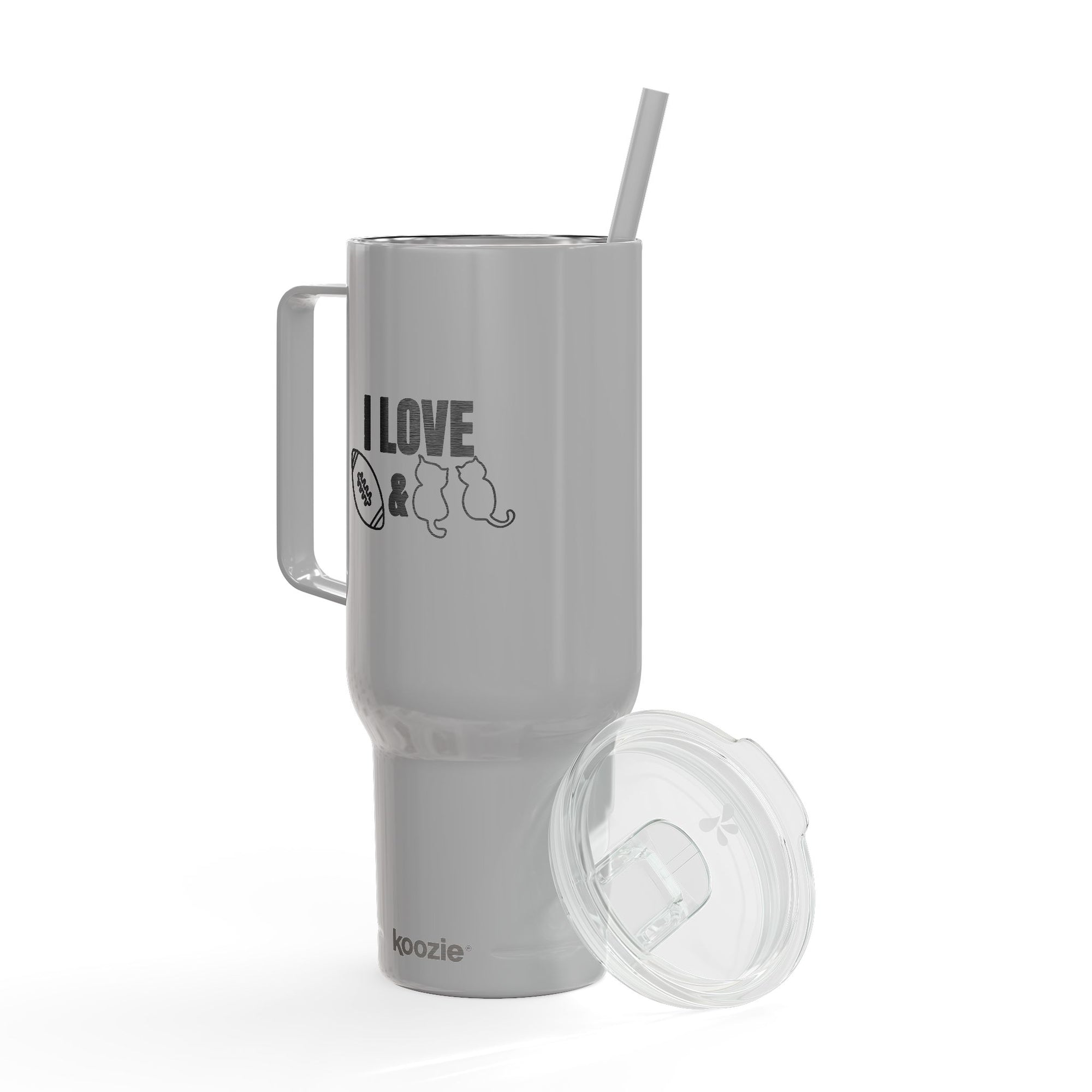 Love Football & Cats Engraved Insulated Travel Tumbler