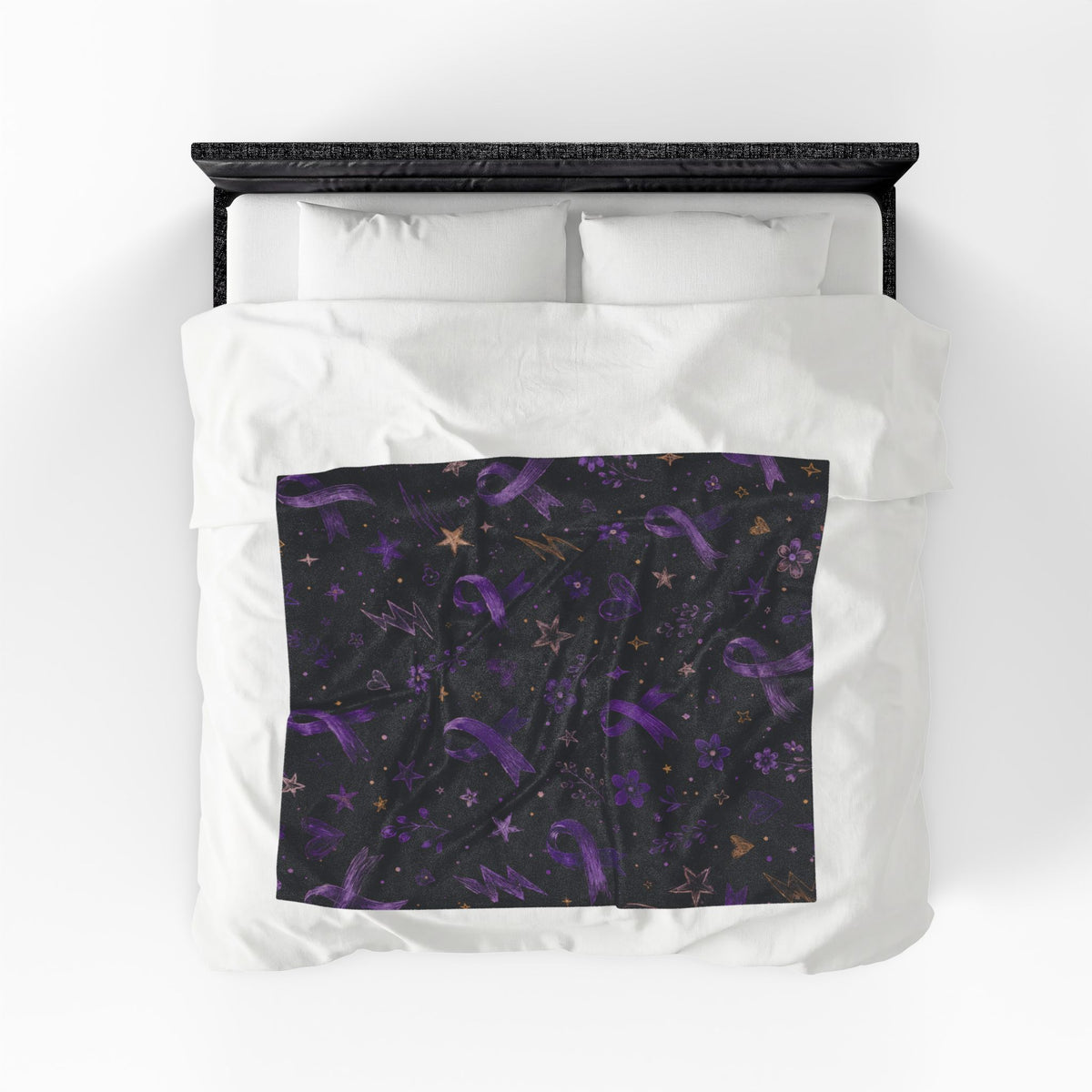 Purple Epilepsy Awareness Ribbon Velveteen Plush Blanket
