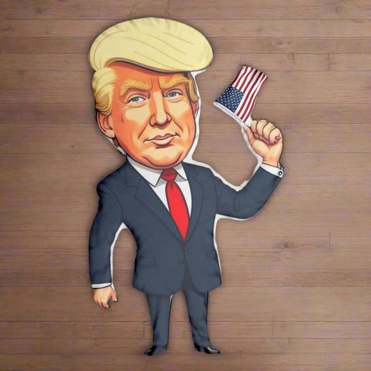 Trump Caricature Novelty Pillow with U.S. Flag
