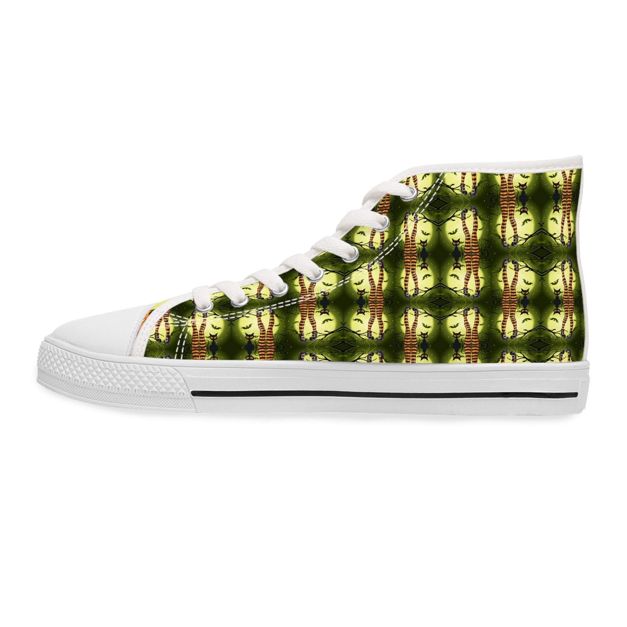 Women’s High Top Sneakers with Halloween Cat Lady Design