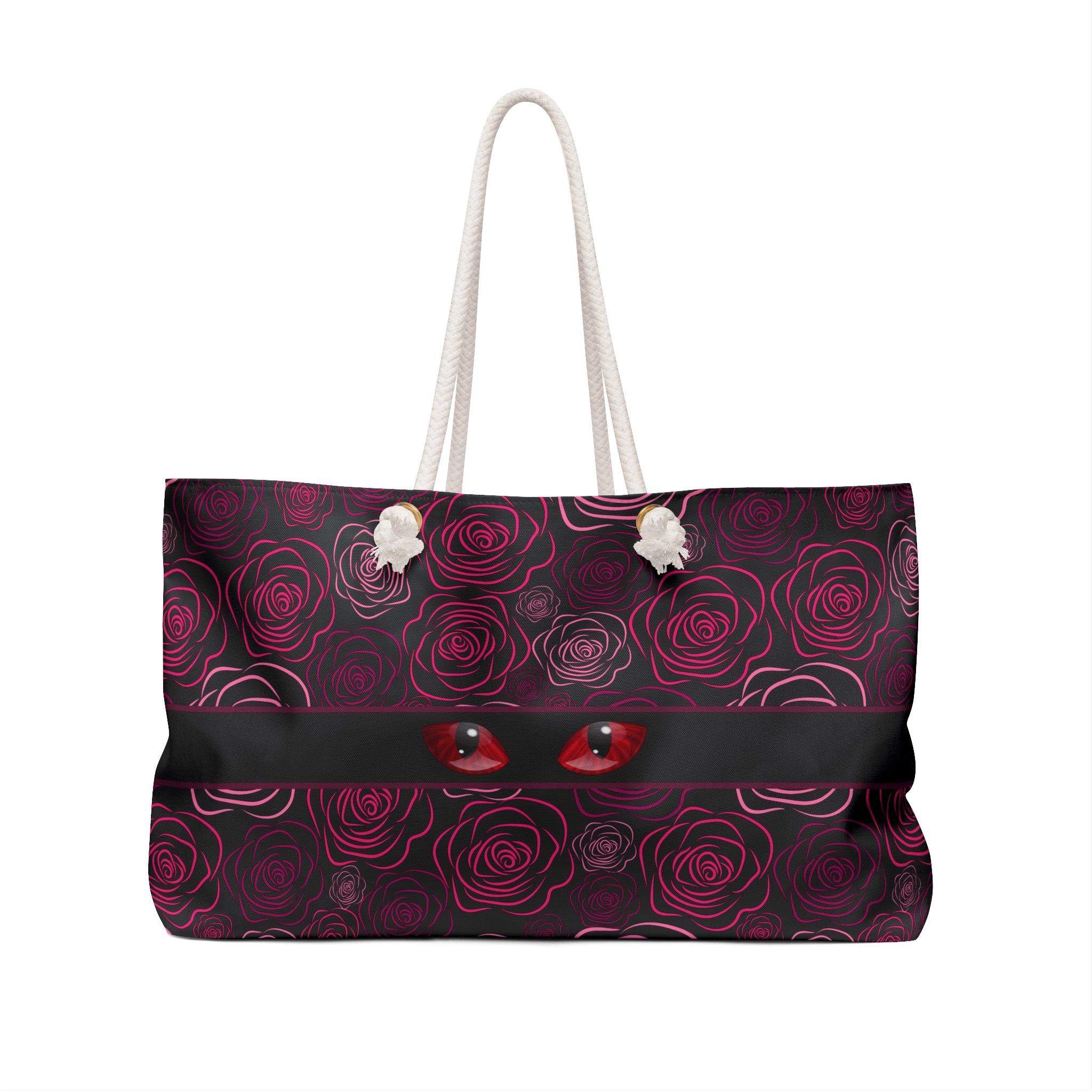 Peeking Cat Eyes Gothic Rose Weekender Bag
