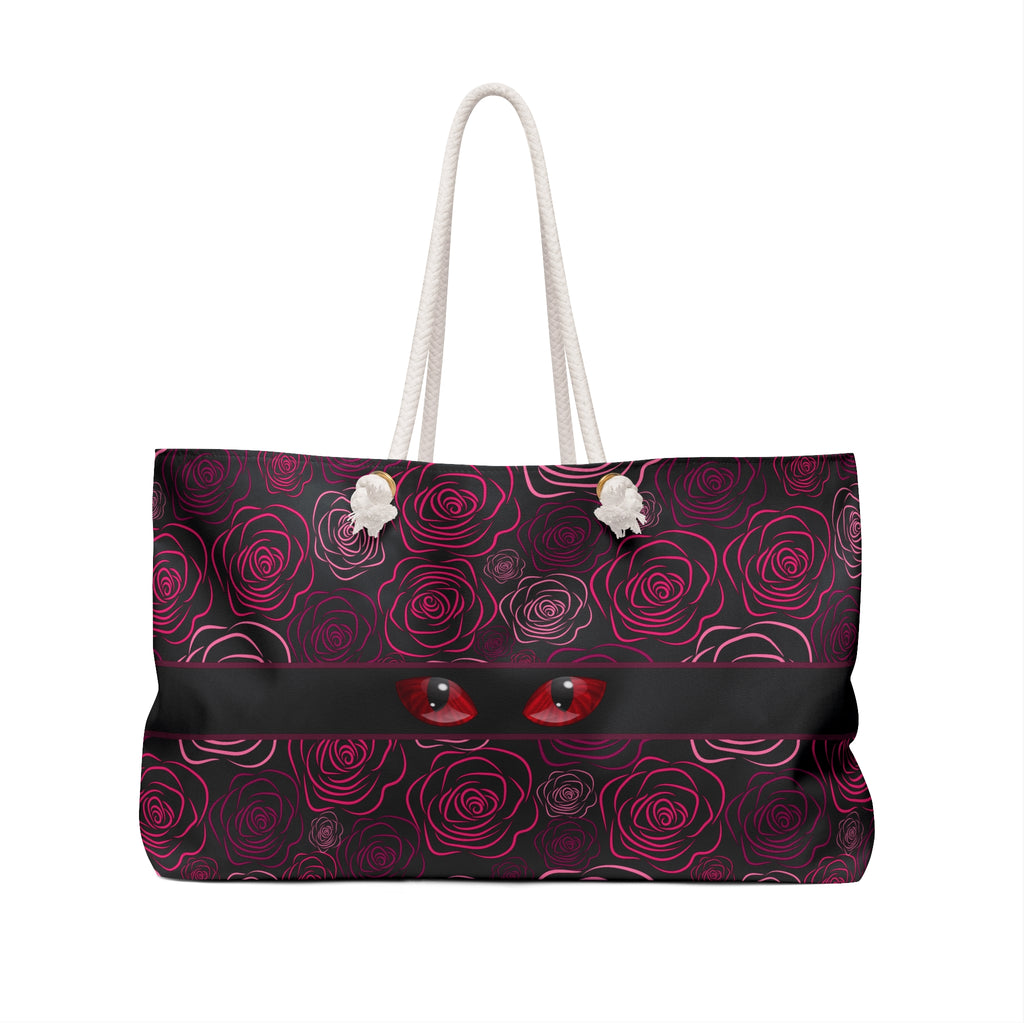 Peeking Cat Eyes Gothic Rose Weekender Bag