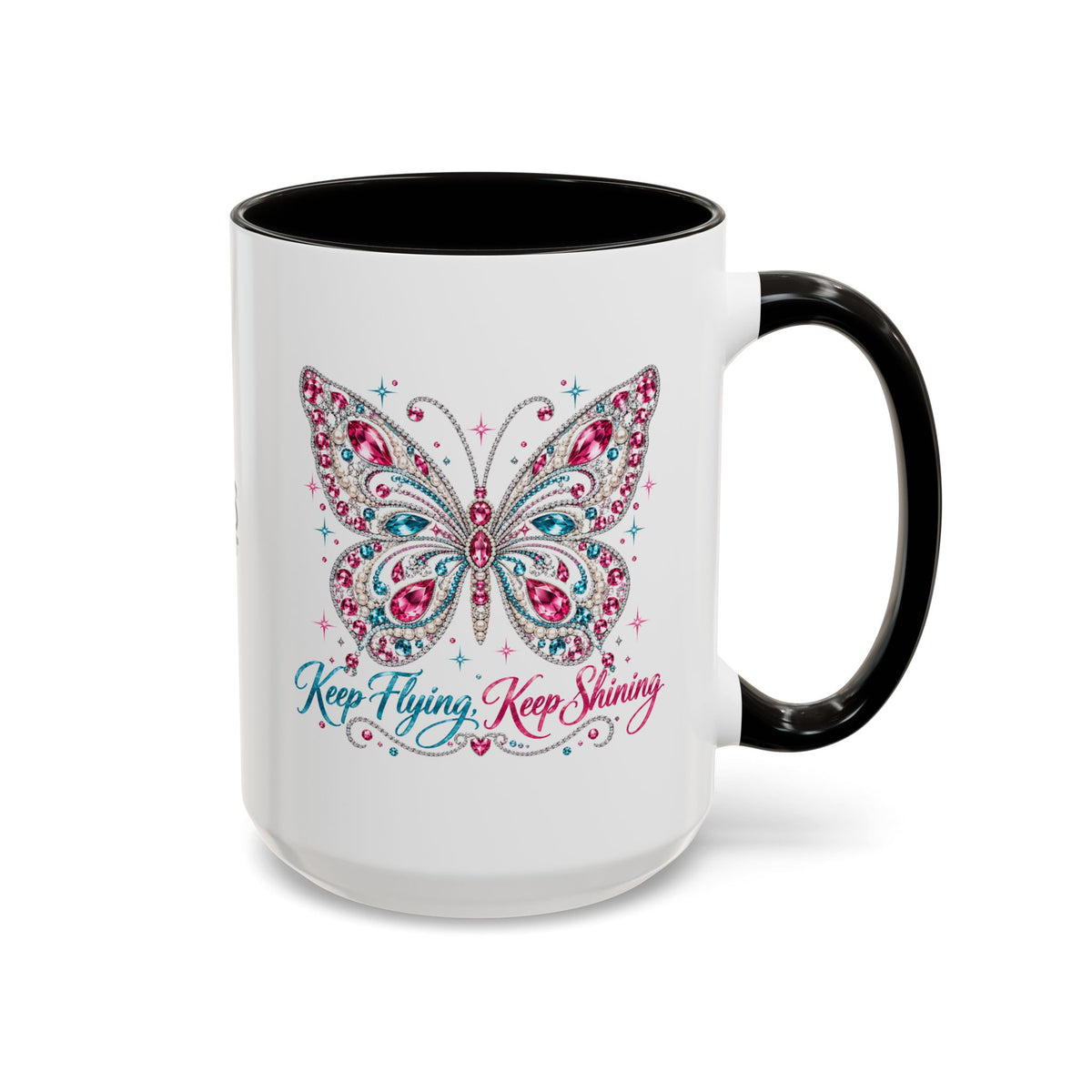 Keep Flying, Keep Shining Rhinestone Butterfly Mug (11oz & 15oz)