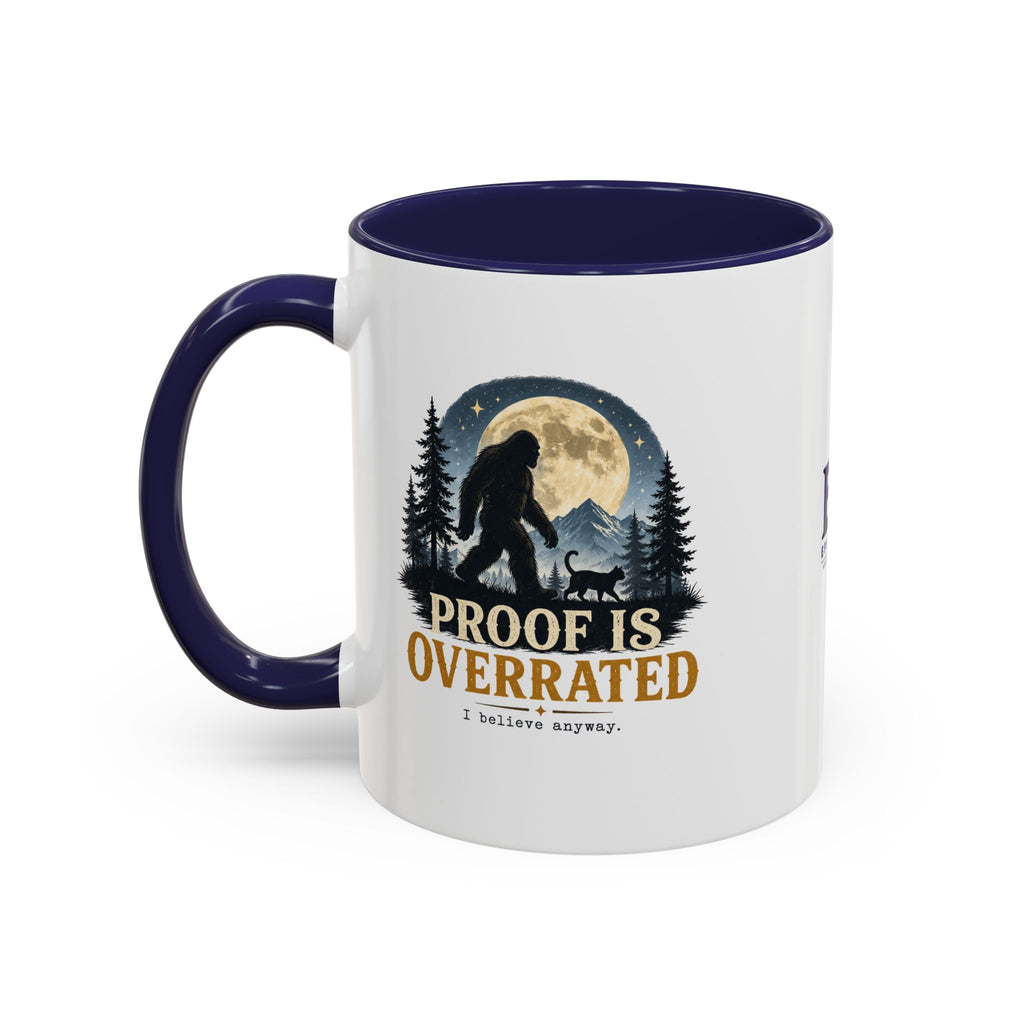 Proof Is Overrated Sasquatch & Black Cat Accent Mug