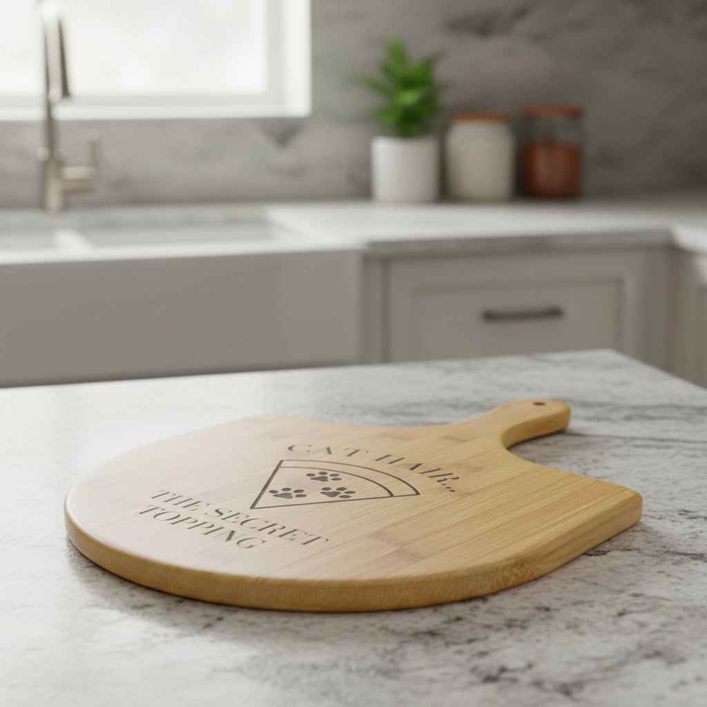Cat Hair… The Secret Topping – Engraved Bamboo Pizza Board