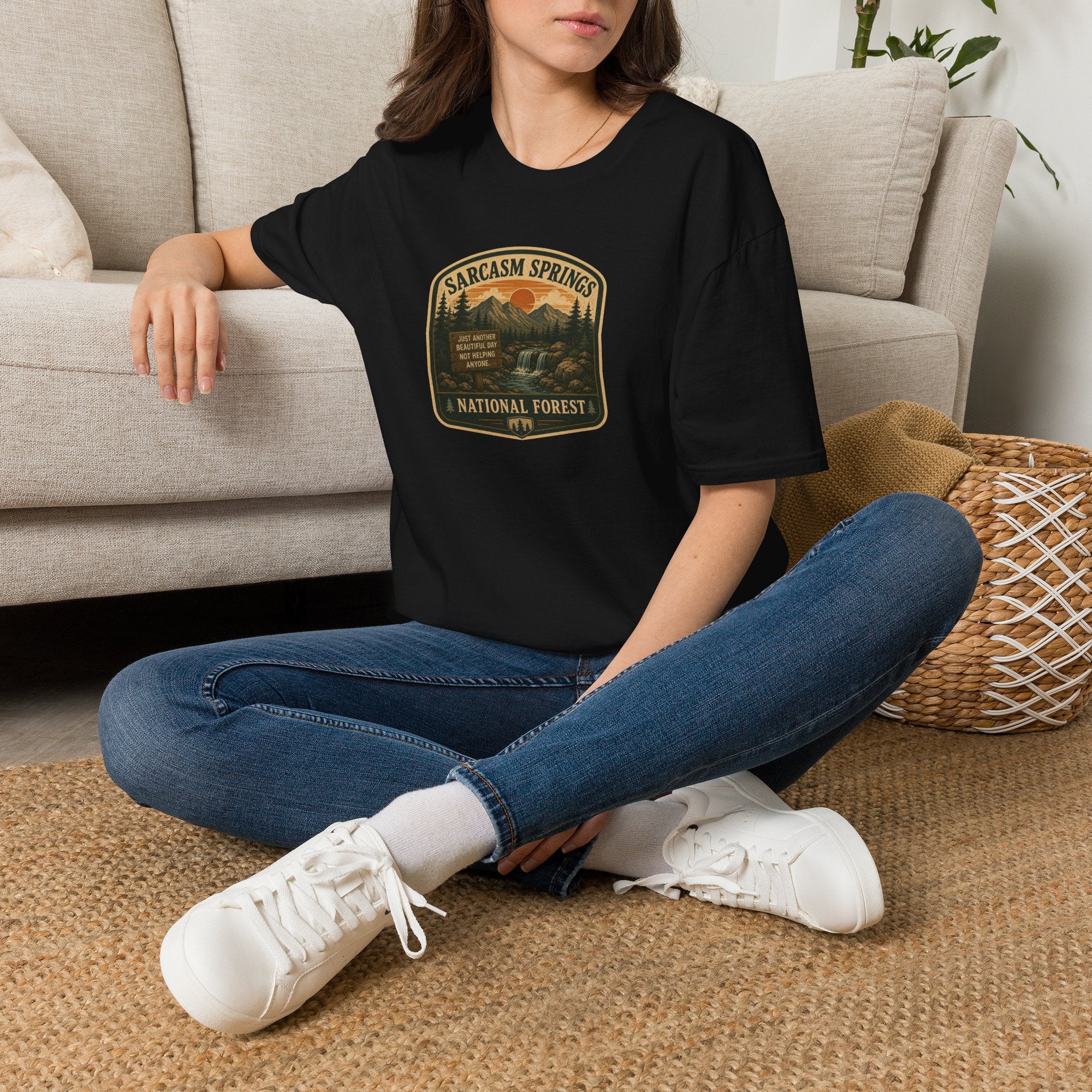 Sarcasm Springs National Forest Unisex T-Shirt | Funny Retro Outdoors Graphic Tee