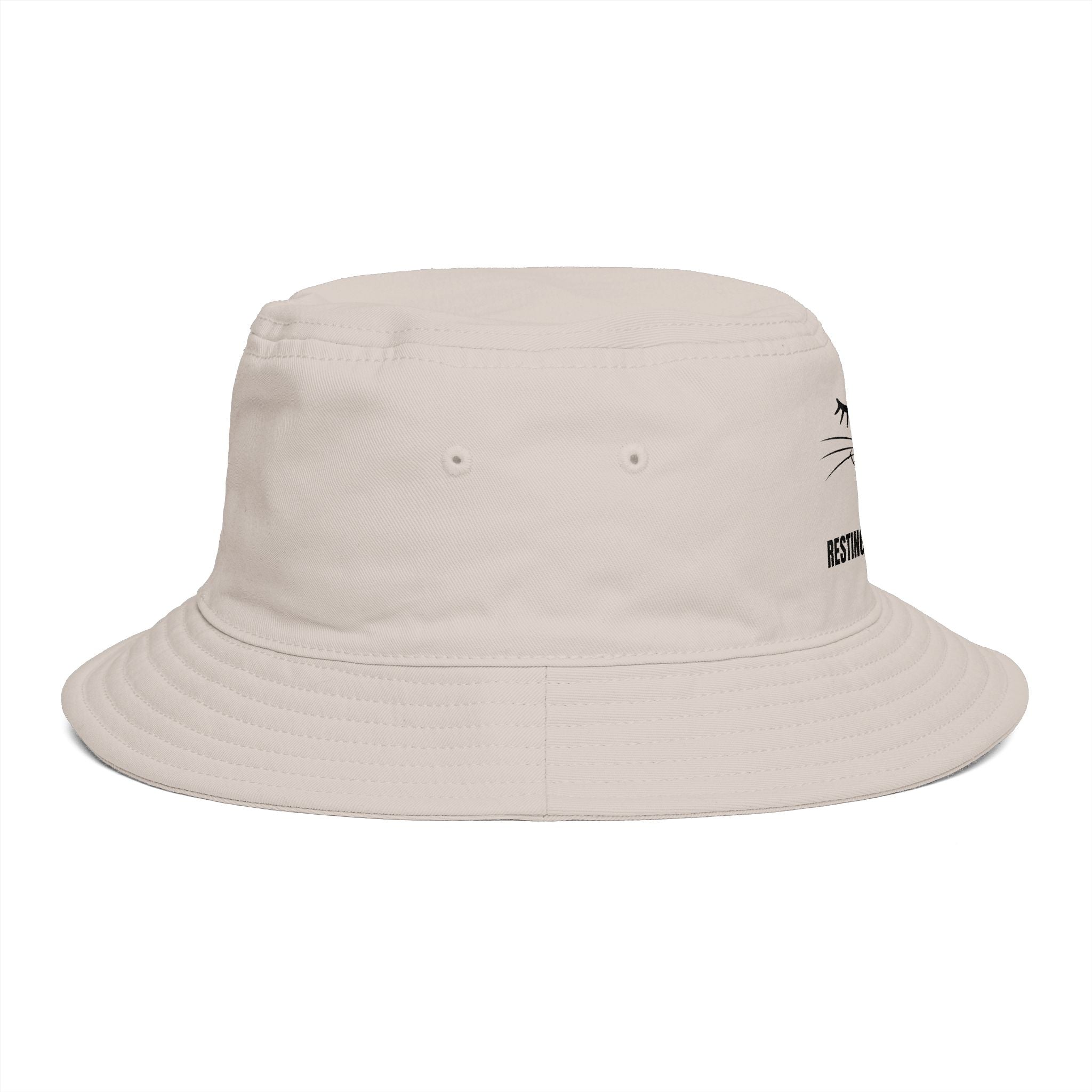 Resting Purr Face Embroidered Cat Bucket Hat