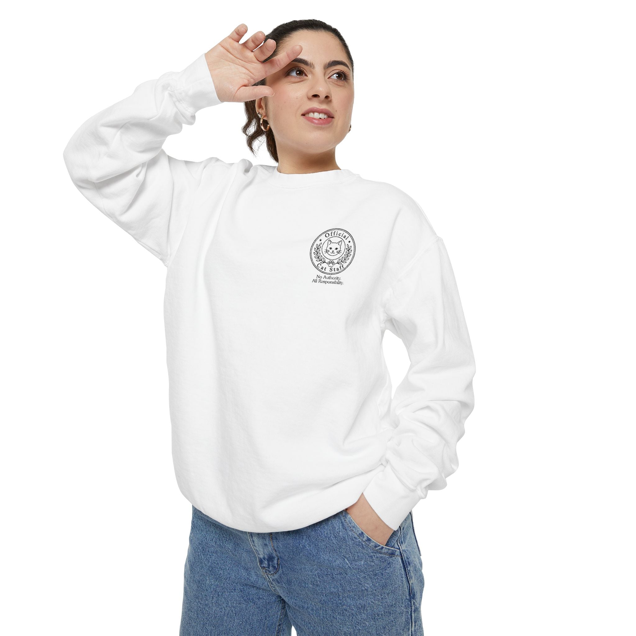 Official Cat Staff Embroidered Relaxed-Fit Sweatshirt
