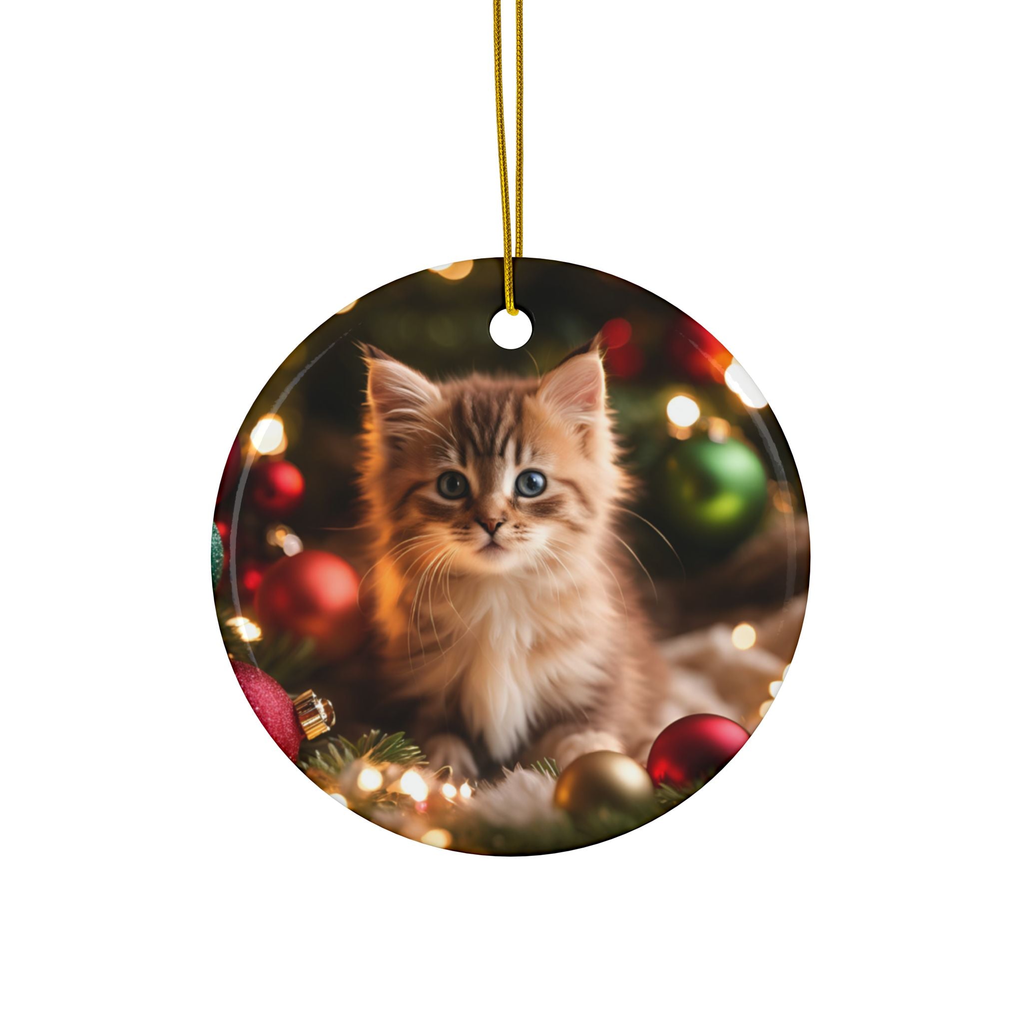 Photo depicting the ​Cute Kitten Christmas Ceramic Ornaments, 2-Side Print, (1pc, 3pcs, 5pcs, 10pcs) from EpiAl's Shop.