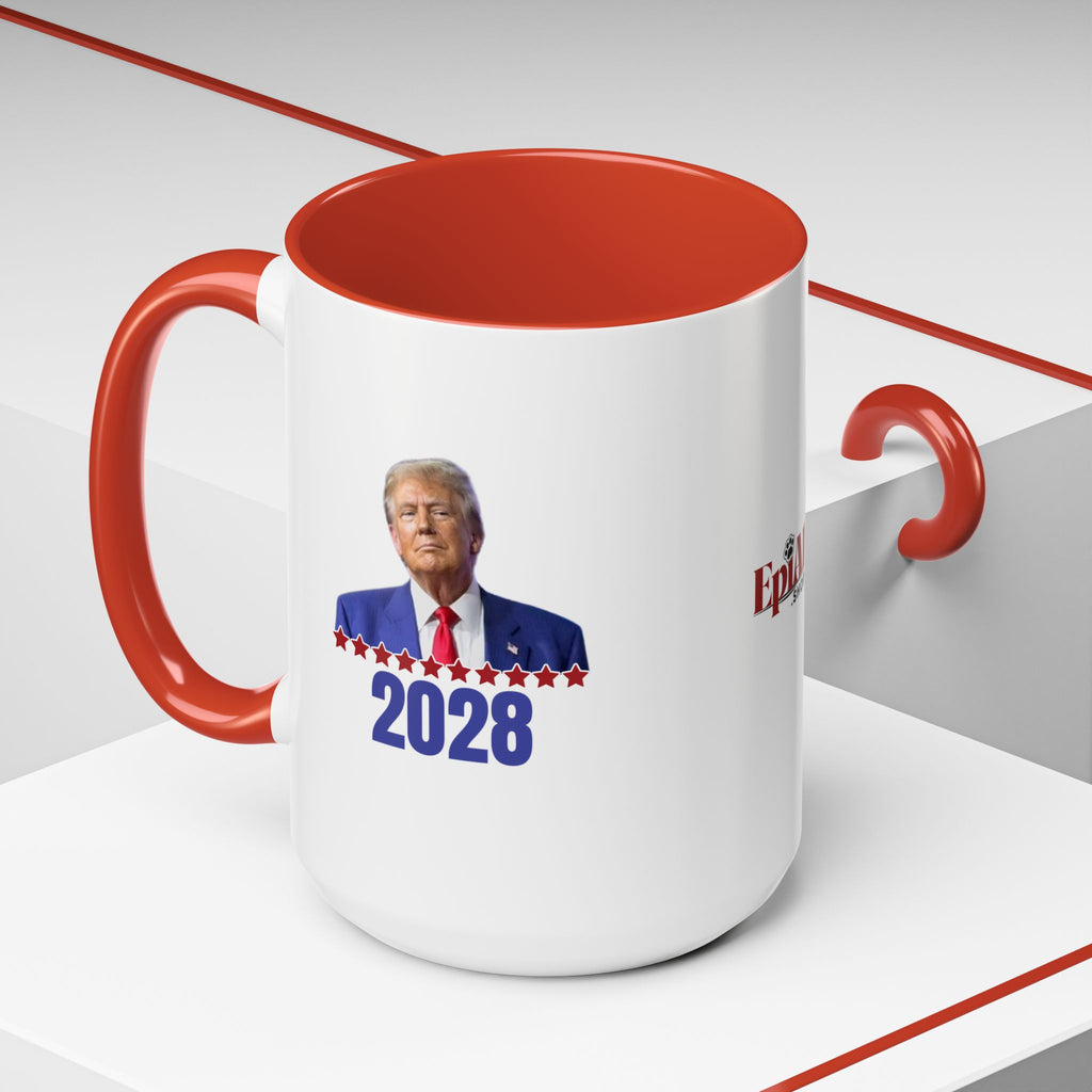Trump 2028 Accent Coffee Mug - Ceramic Mug for Political Enthusiasts