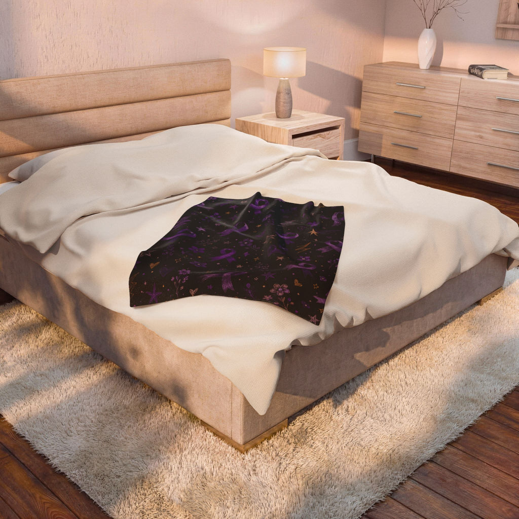 Purple Epilepsy Awareness Ribbon Velveteen Plush Blanket
