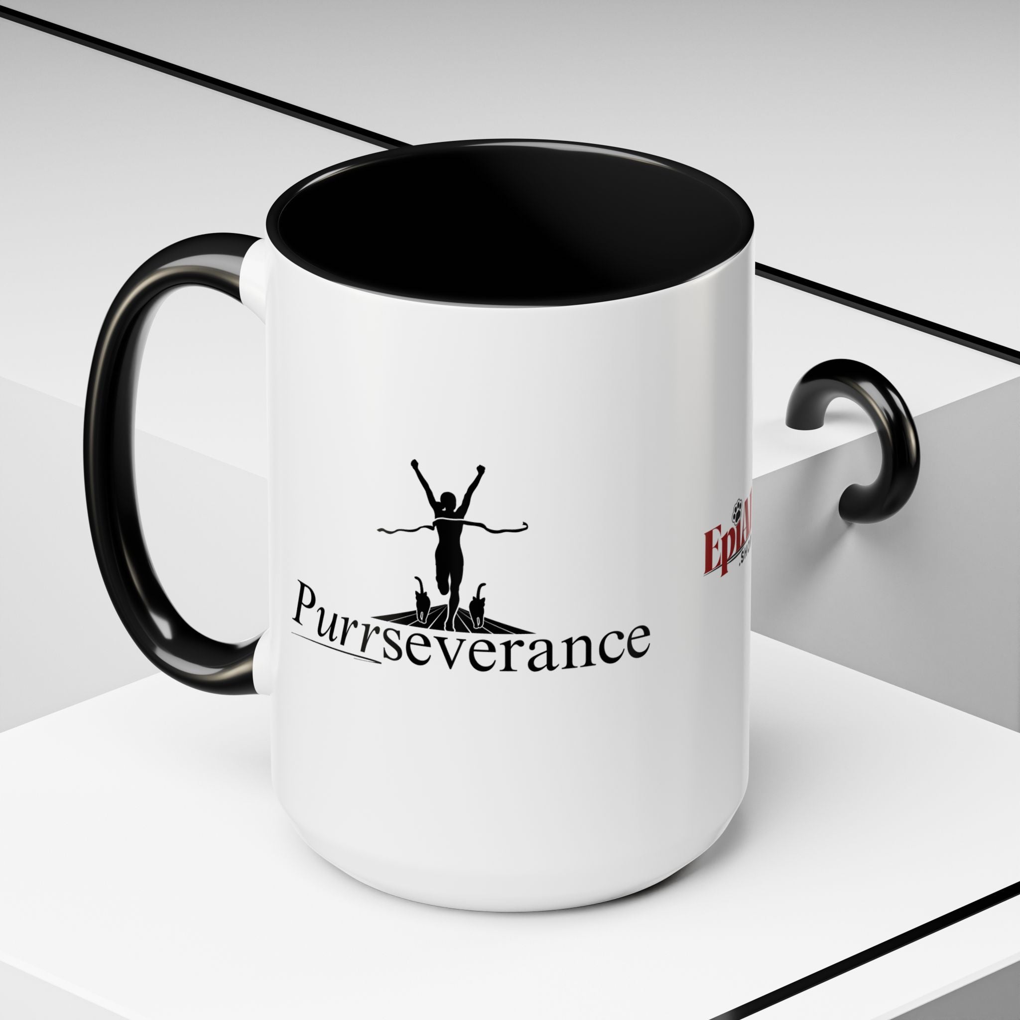 Photo depicting the ​Purrseverance Accent Coffee Mug (11, 15oz) from EpiAl's Shop.