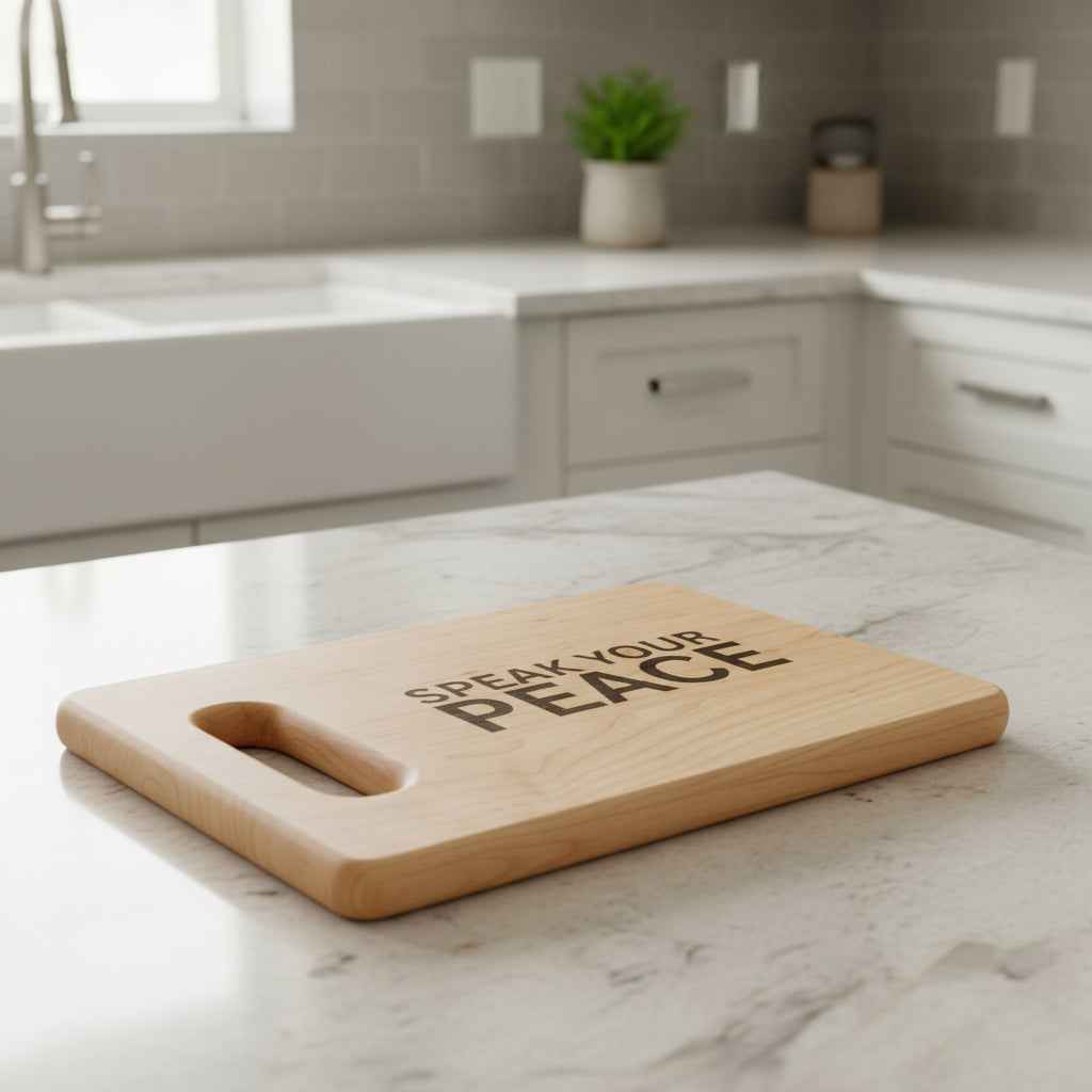 Engraved "Speak Your Peace" Wooden Cutting Board