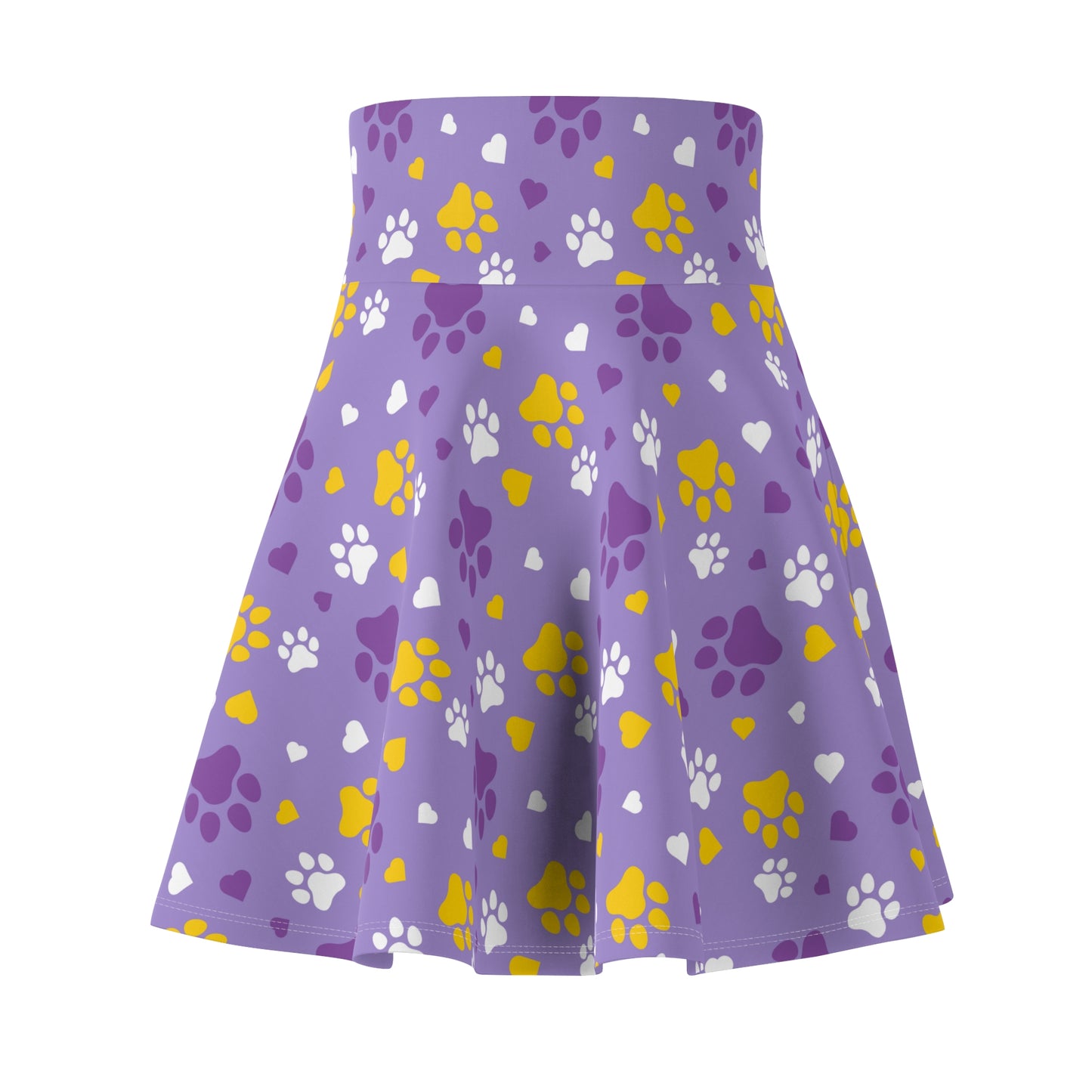 Gold Paws on Purple Women's Skater Skirt - All Over Prints - Epileptic Al’s Shop