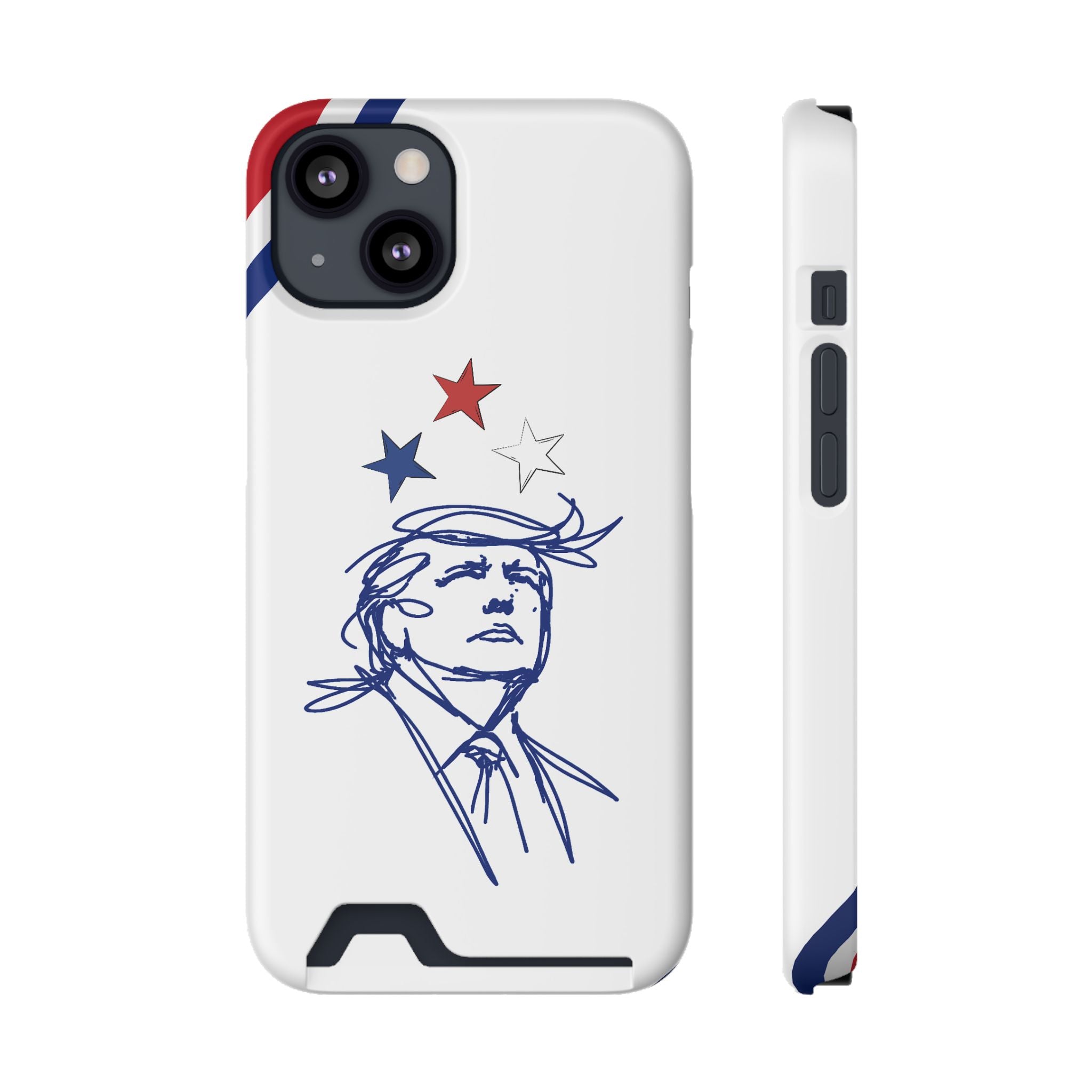 Swoop Guy Samsung Galaxy Case – Minimal Line Portrait Patriotic Design, Slim Protective Case with Card Slot