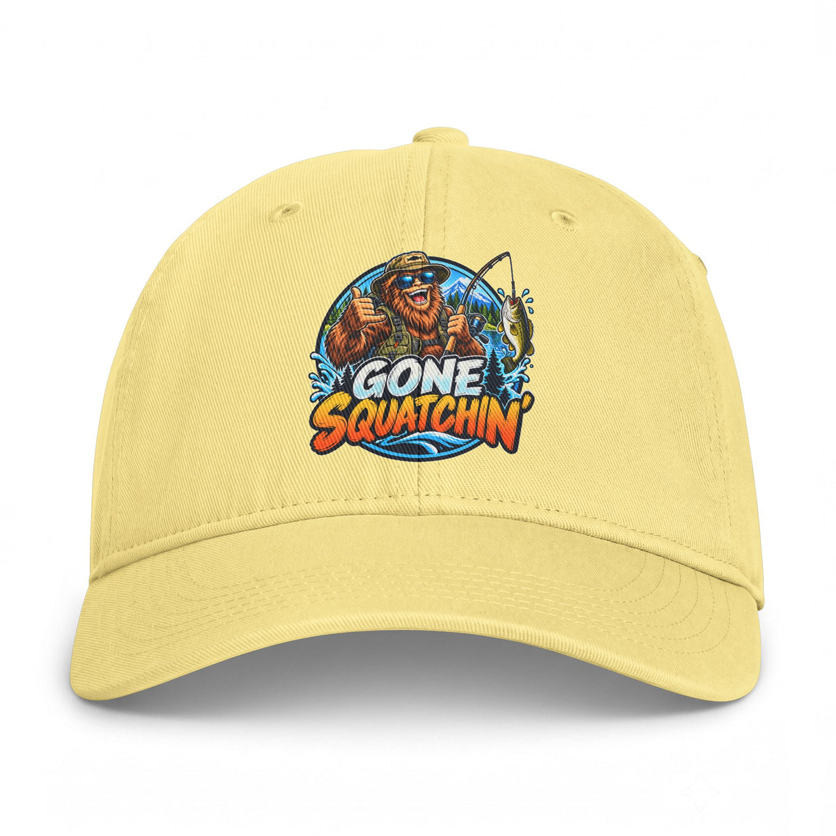Gone Squatchin' Bigfoot Fishing Hat | Embroidered Sasquatch Cap