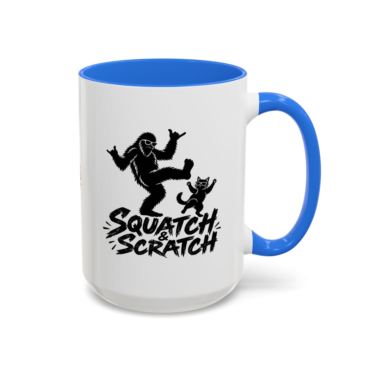 Squatch & Scratch Bigfoot and Cat Coffee Mug | Funny Sasquatch Ceramic Mug | 11oz & 15oz