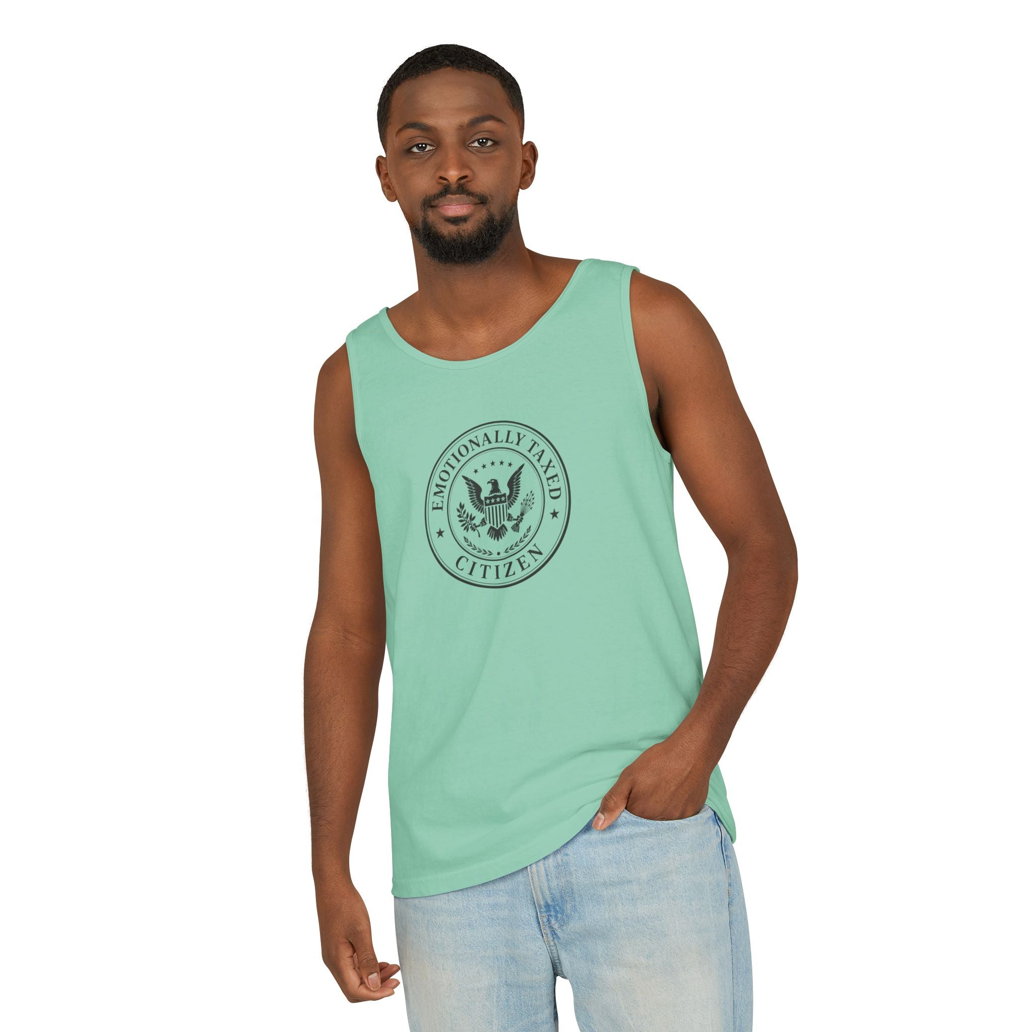 Emotionally Taxed Citizen Garment-Dyed Tank Top | Vintage Parody Cotton Tank