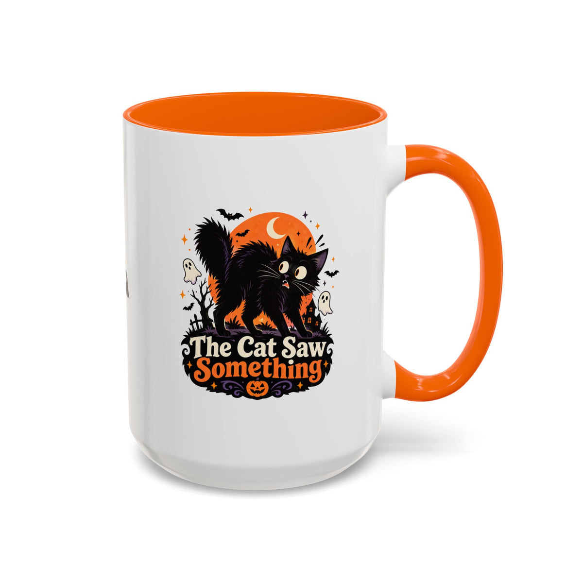 The Cat Saw Something Halloween Black Cat Accent Mug