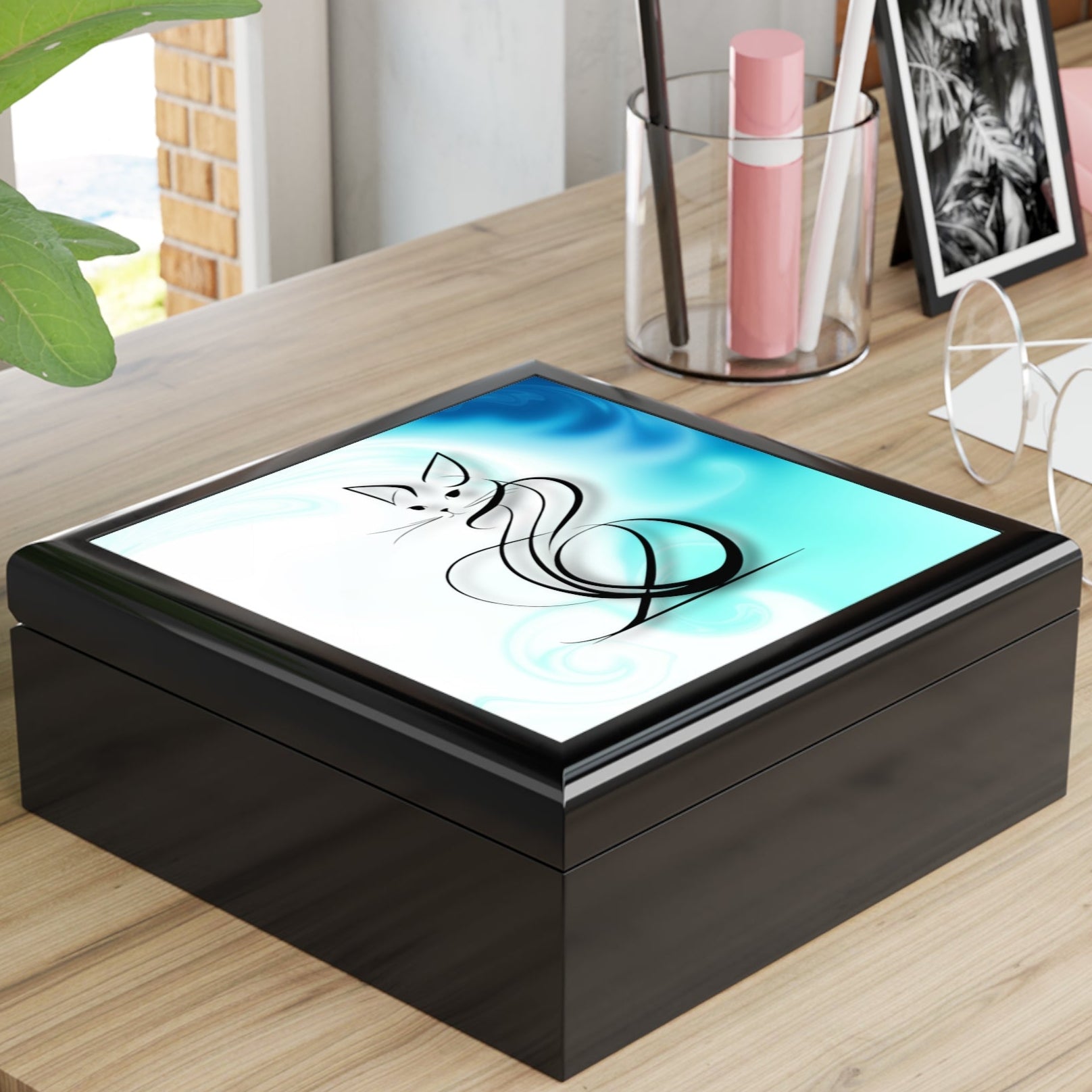 Elegant Swirly Cat Jewelry Box