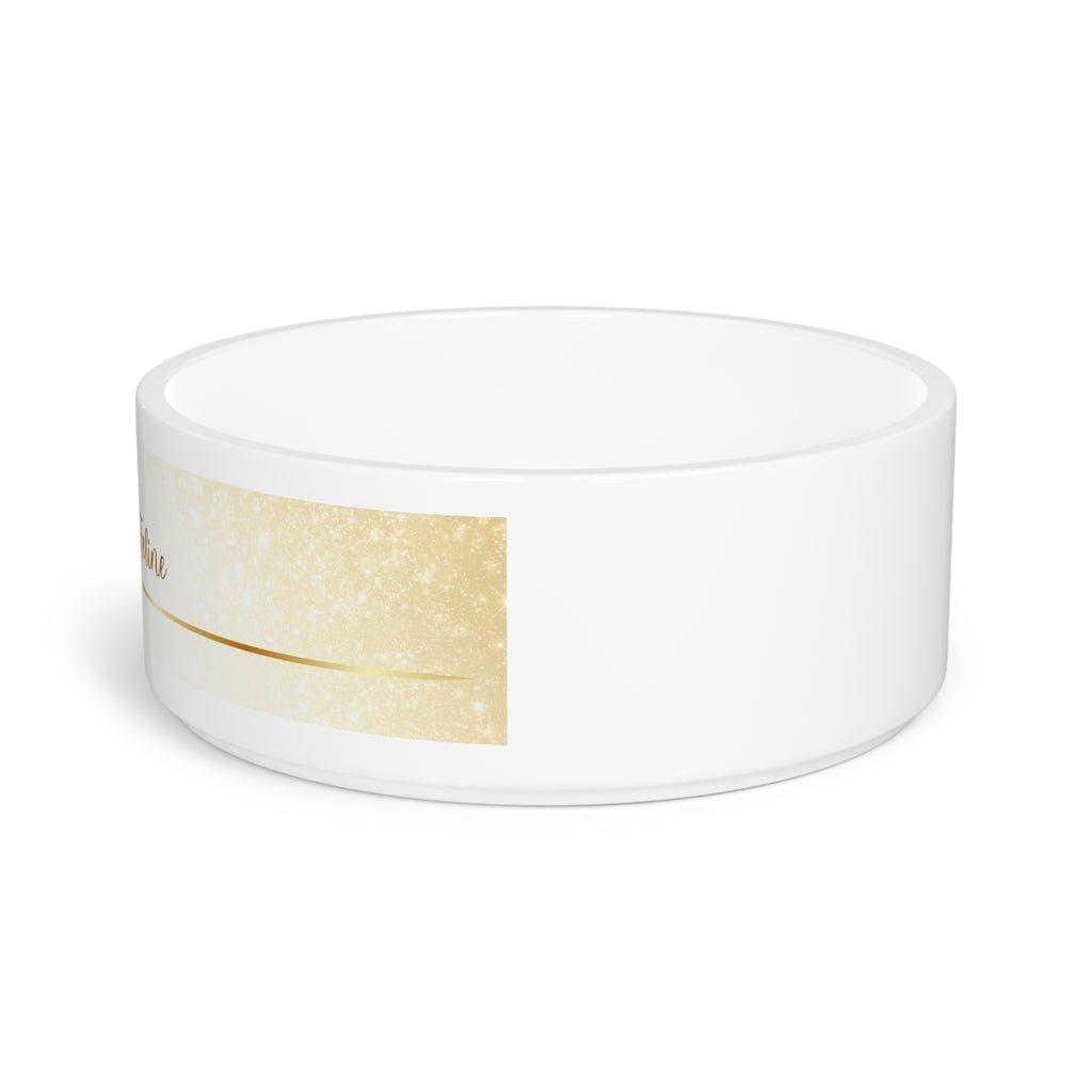 Gilded Feline Ceramic Cat Bowl | 16 oz Modern Gold Cat Design