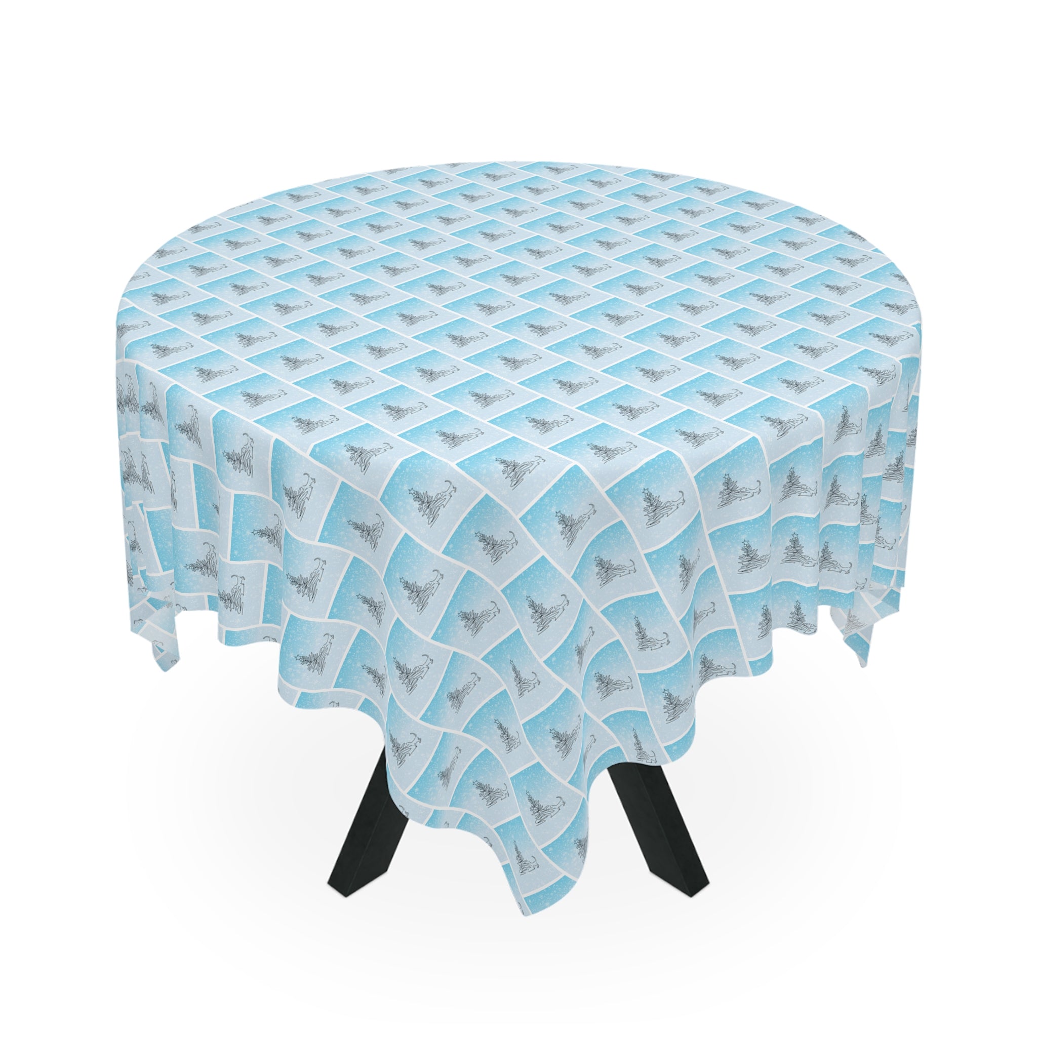 Photo depicting the ​Abstract Kitty Christmas Tablecloth from EpiAl's Shop.