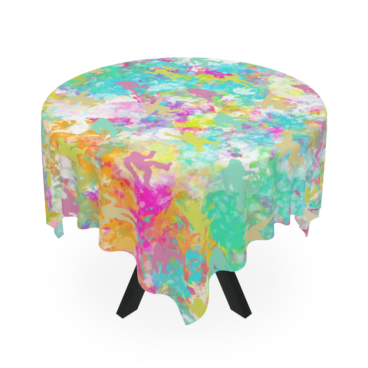 Hidden Bigfoot Psychedelic Watercolor Square Tablecloth