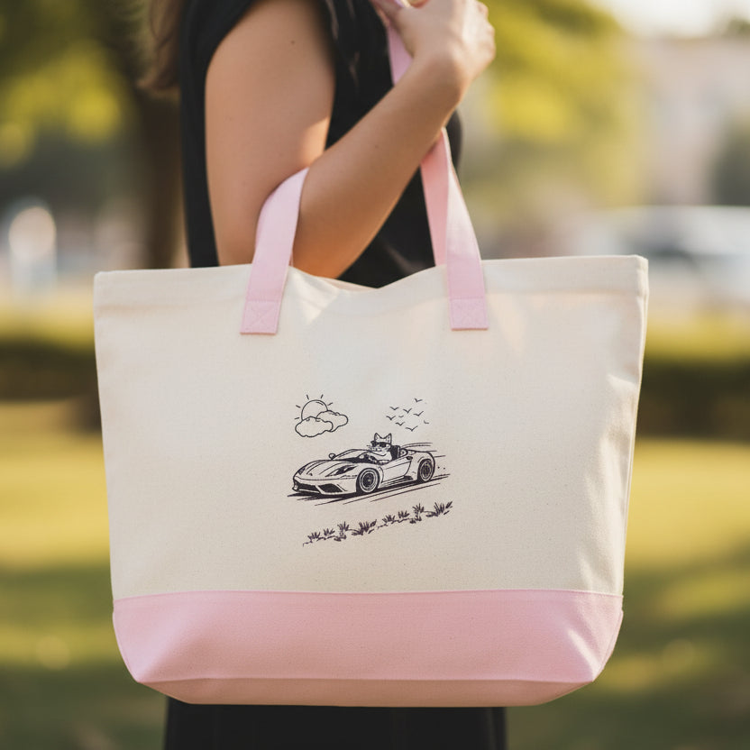 Wander Road Canvas Tote Bag – Heavyweight Zippered Cotton Market Tote