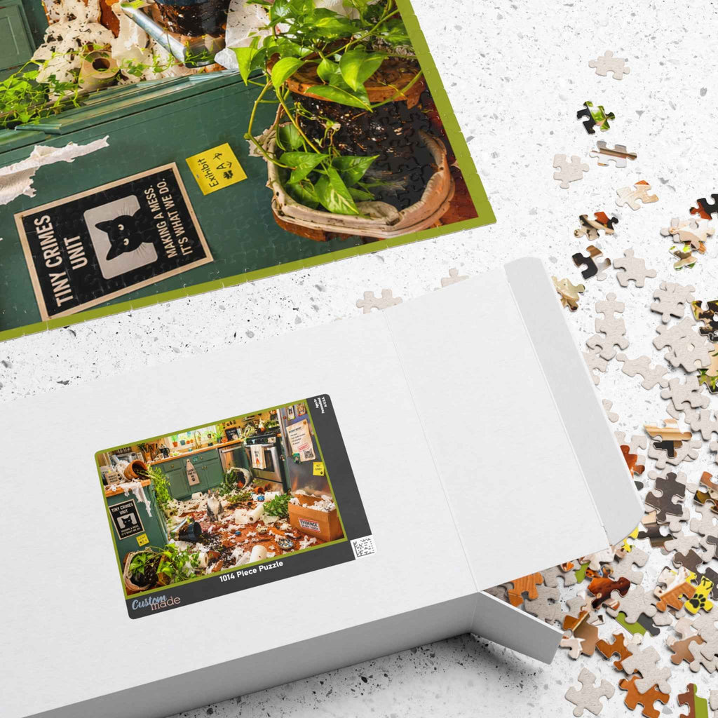 Tiny Crimes Unit Cat Puzzle | Funny Chaotic Kitchen Jigsaw Puzzle (1014 pcs)
