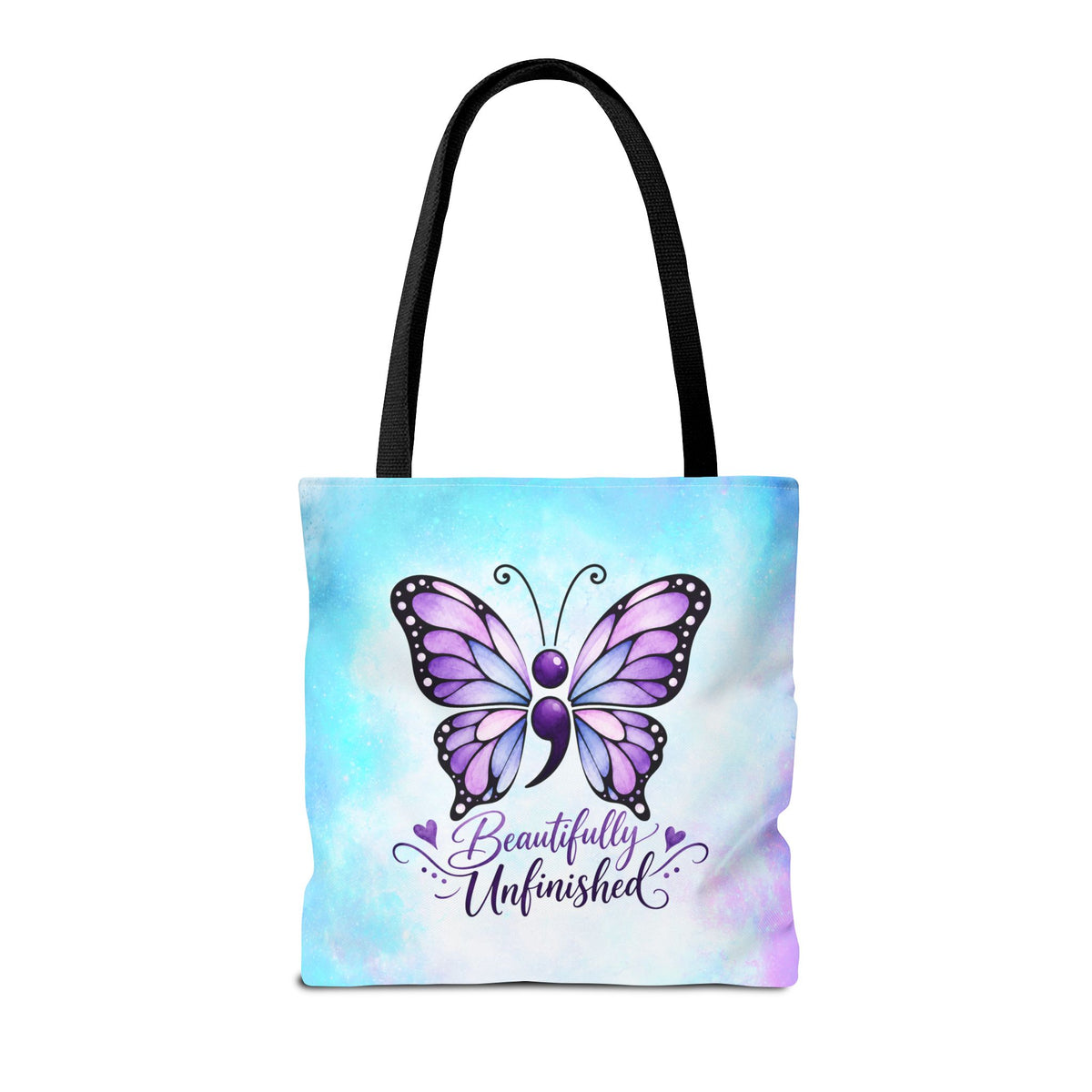Beautifully Unfinished Semicolon Butterfly Suicide Awareness Tote Bag