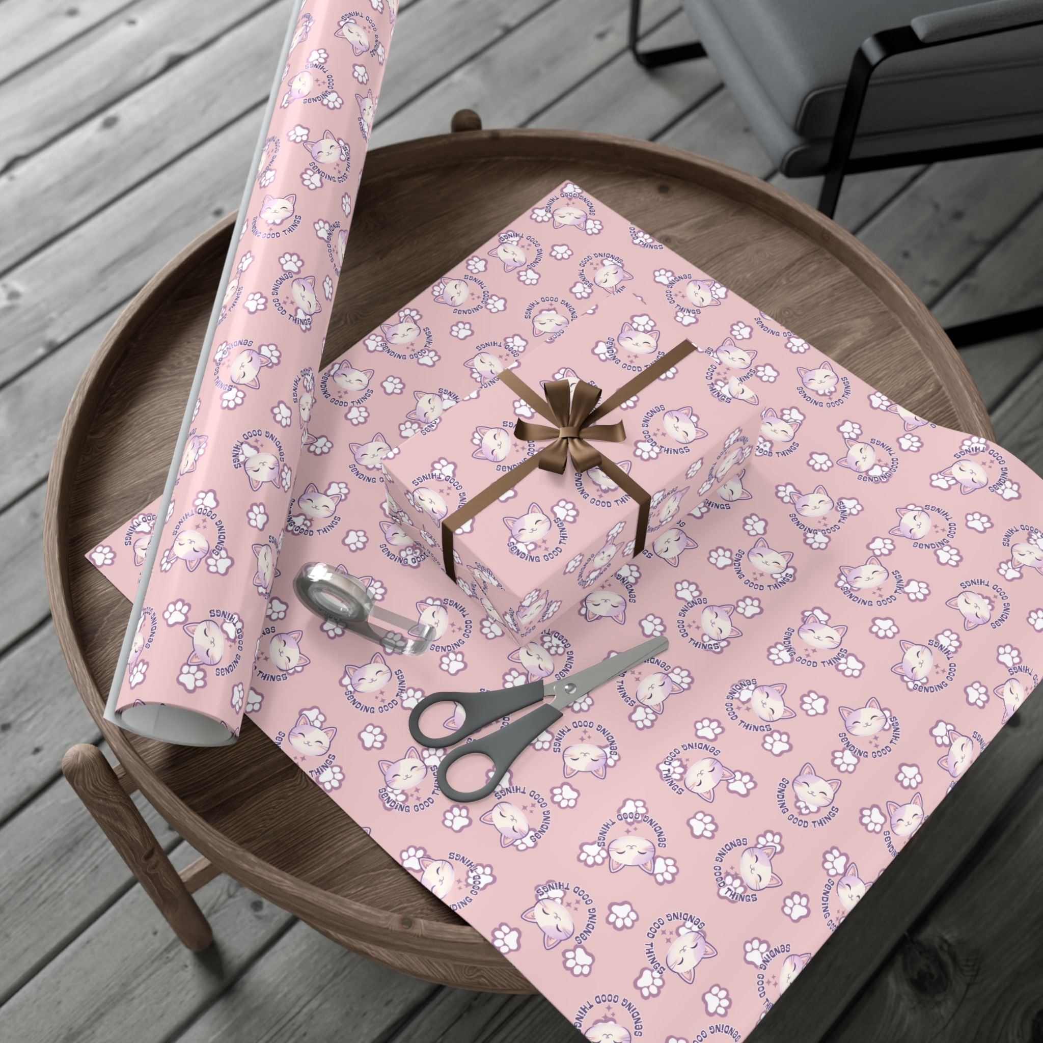 Smiling Cat Pattern Gift Wrap | All-Purpose Wrapping Paper