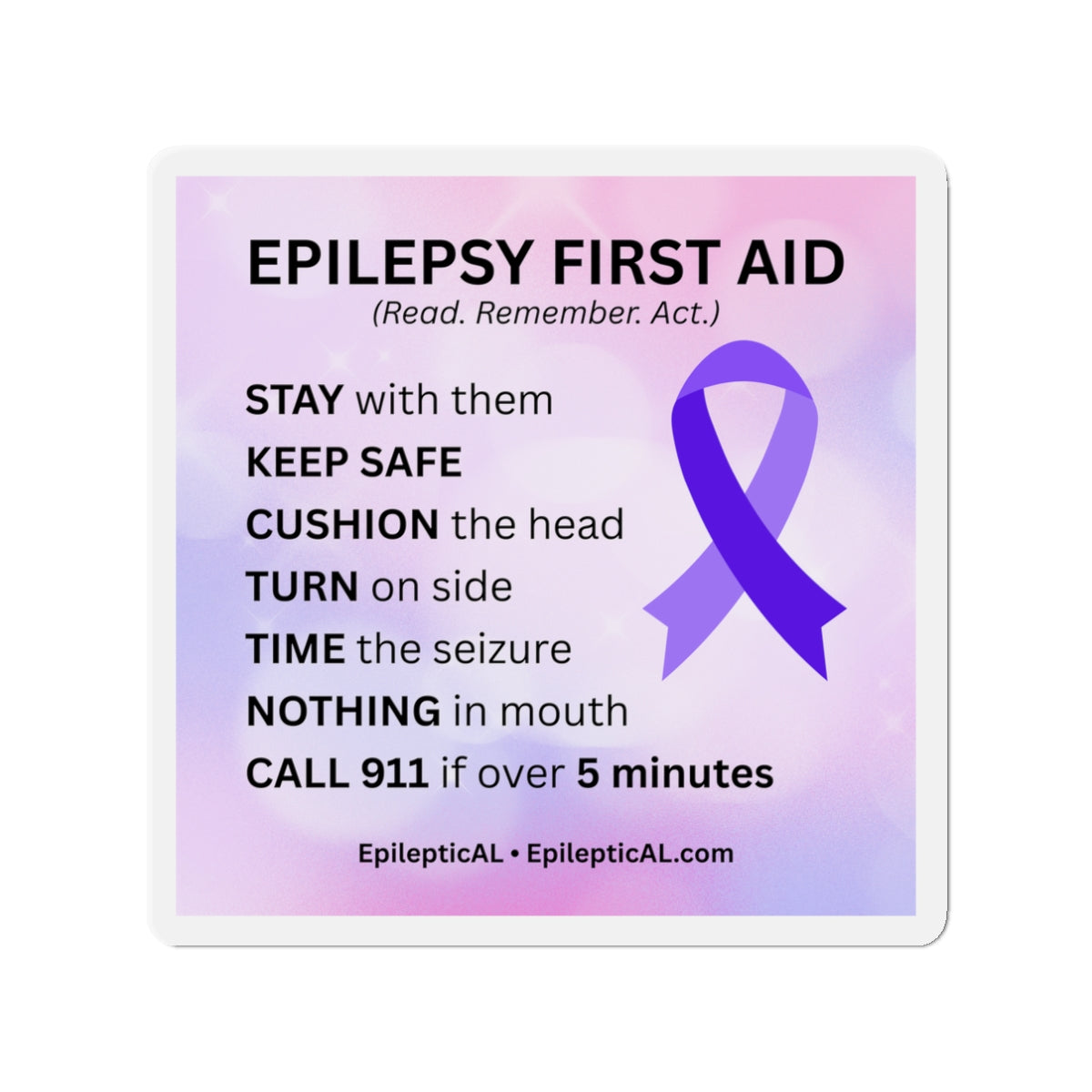 Epilepsy First Aid Magnet | Read. Remember. Act.