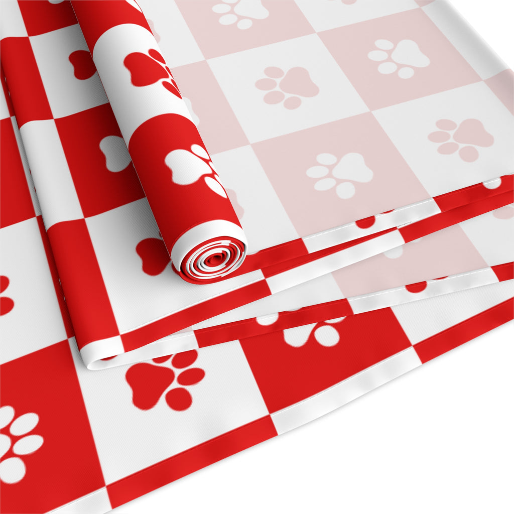 Red & White Paws Table Runner (Cotton, Poly)