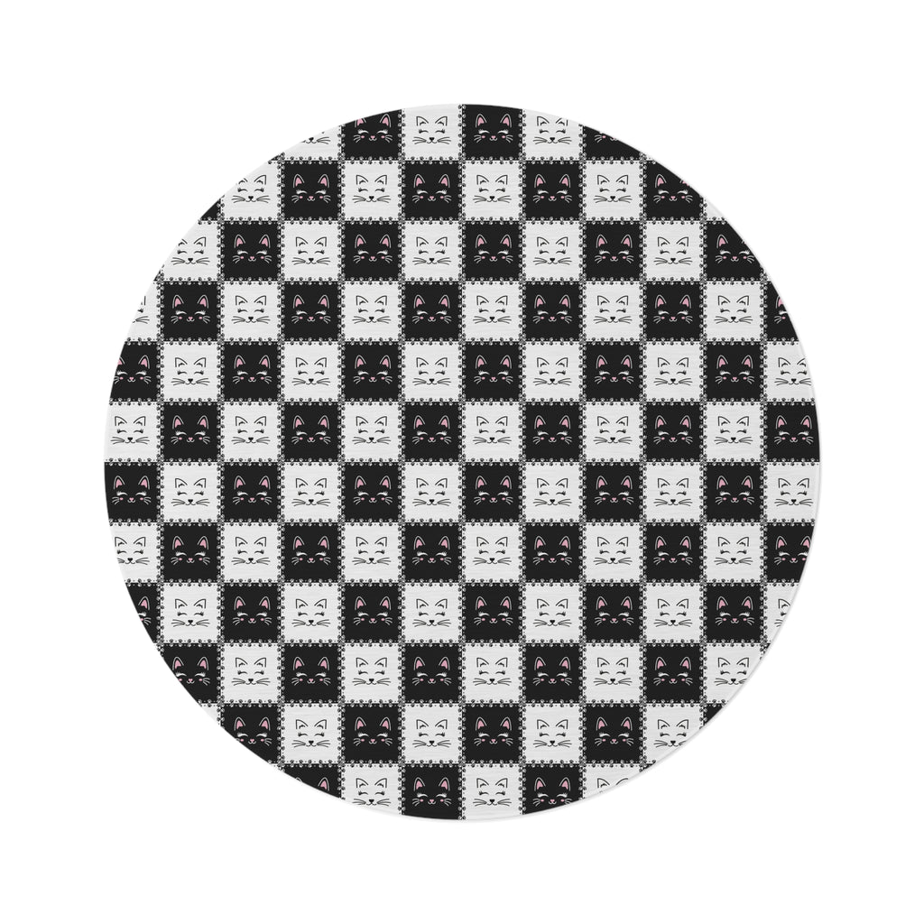 Cute Cat Faces Round Rug | Cozy Home Decor for Cat Lovers