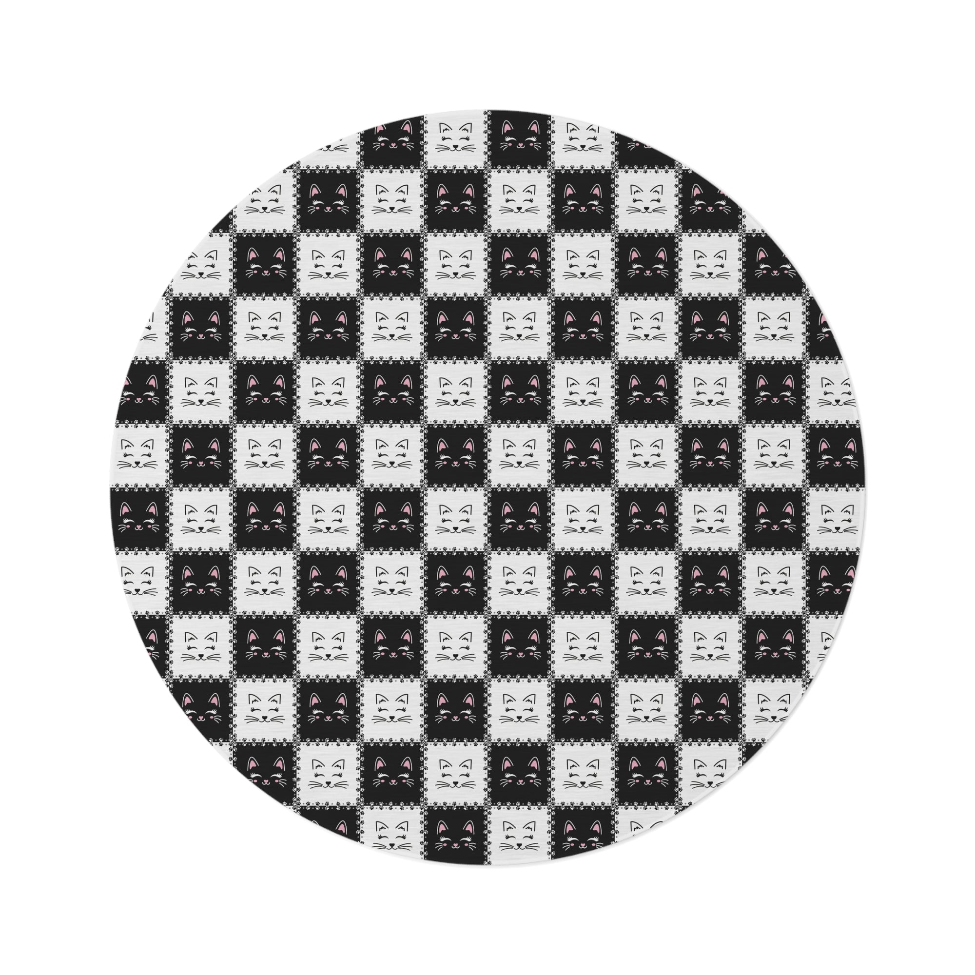 Cute Cat Faces Round Rug | Cozy Home Decor for Cat Lovers