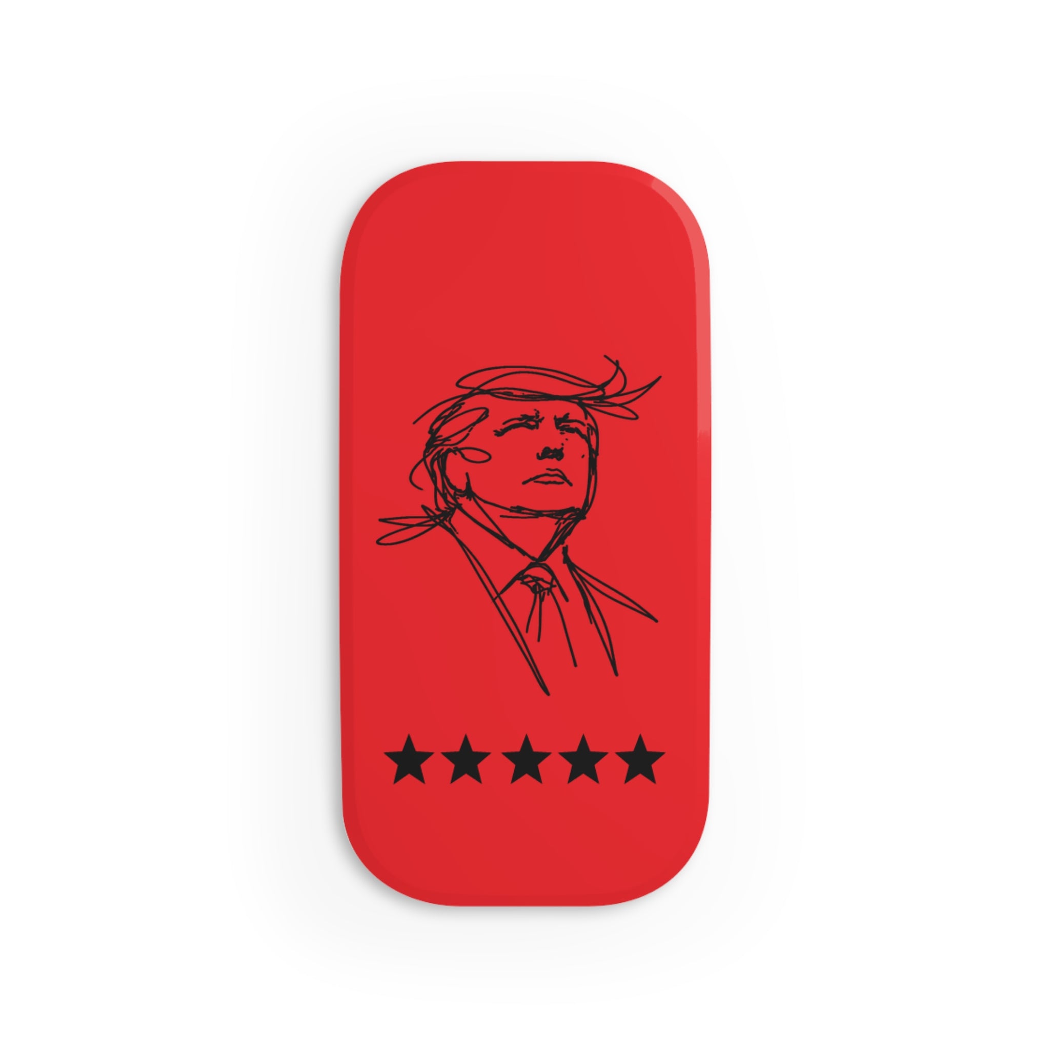 Swoop Guy Phone Grip – Minimal Line Portrait Pop Grip with Kickstand (Red Star Design)